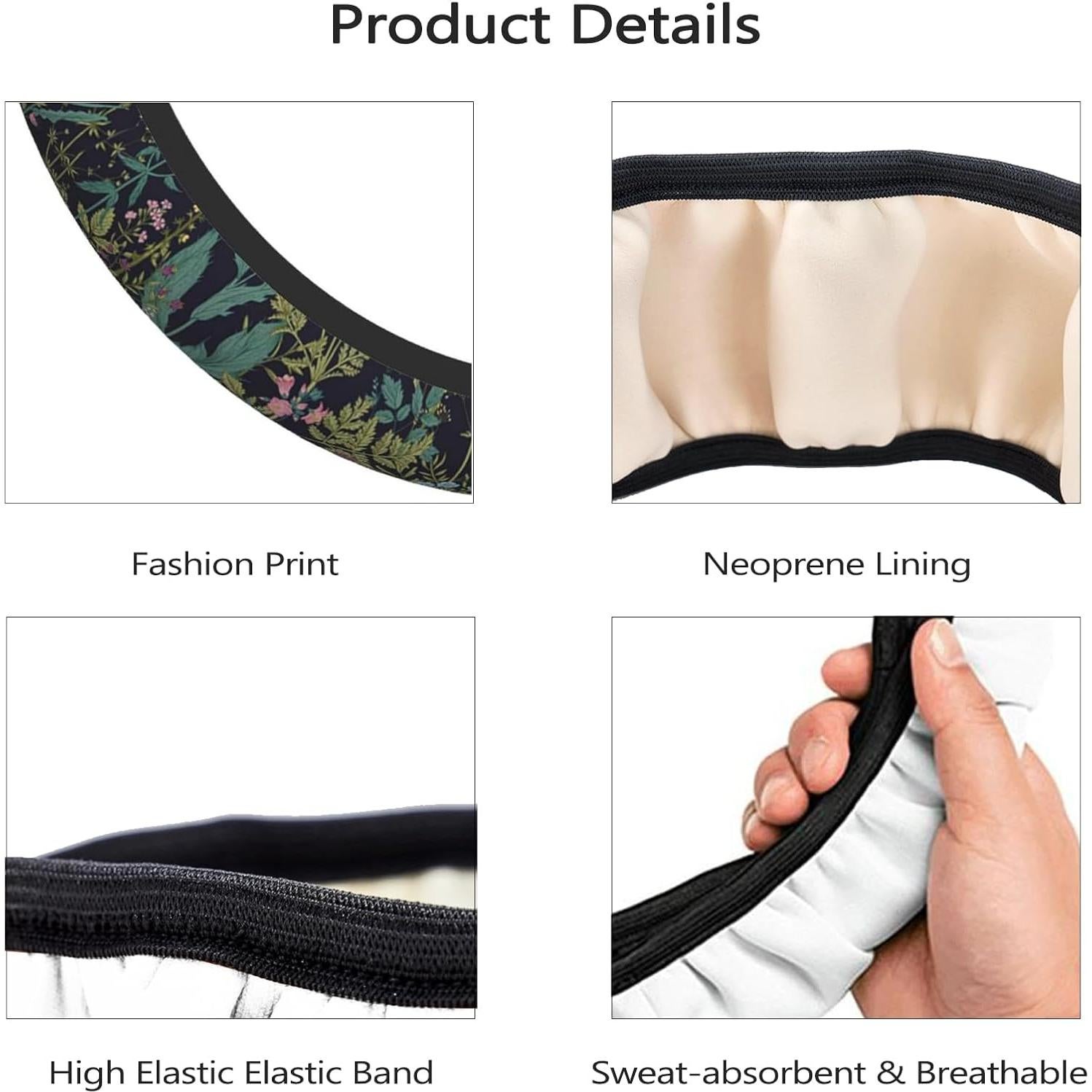 Cubierta de Volante FJyuanqi 15" Neopreno Antideslizante Floral