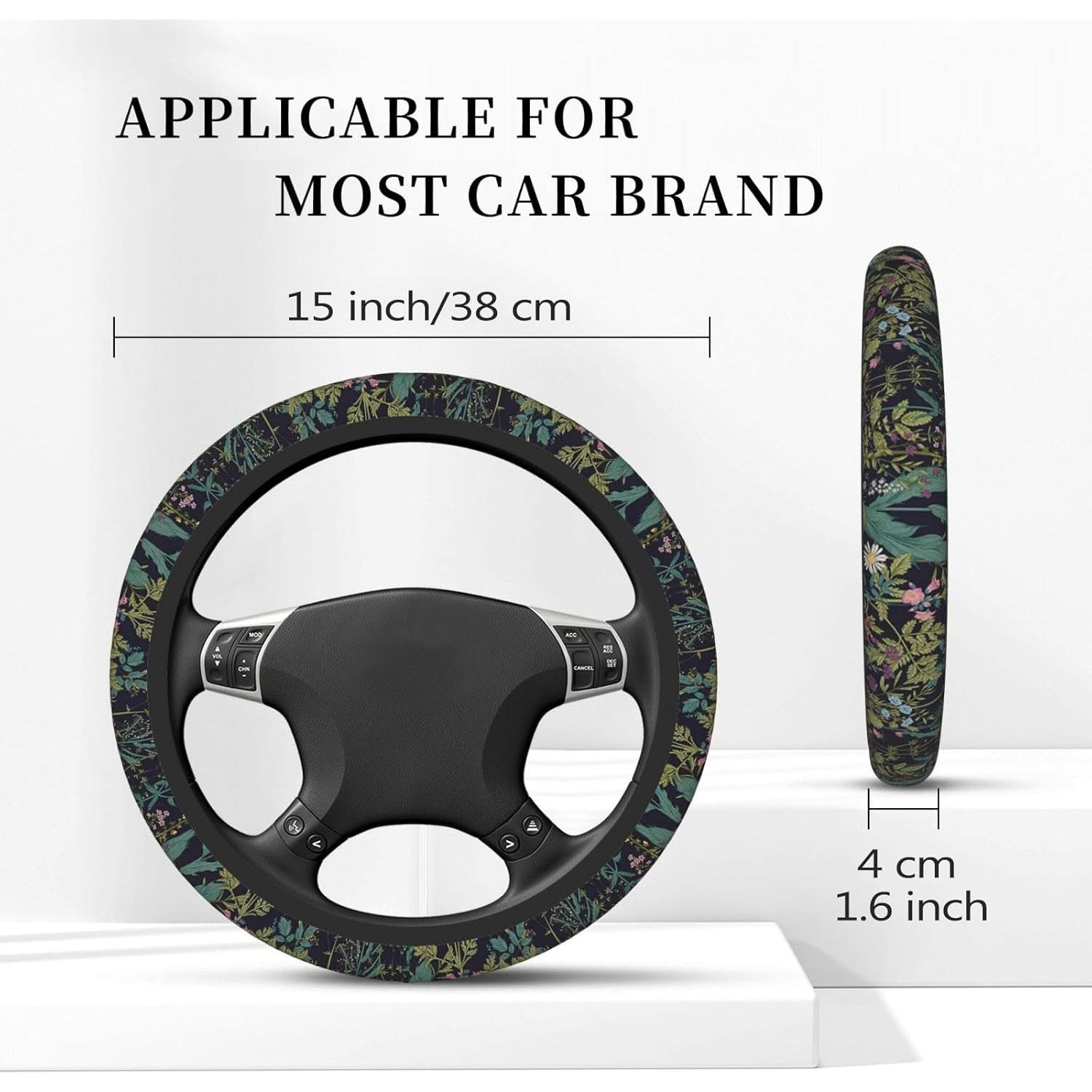 Cubierta de Volante FJyuanqi 15" Neopreno Antideslizante Floral