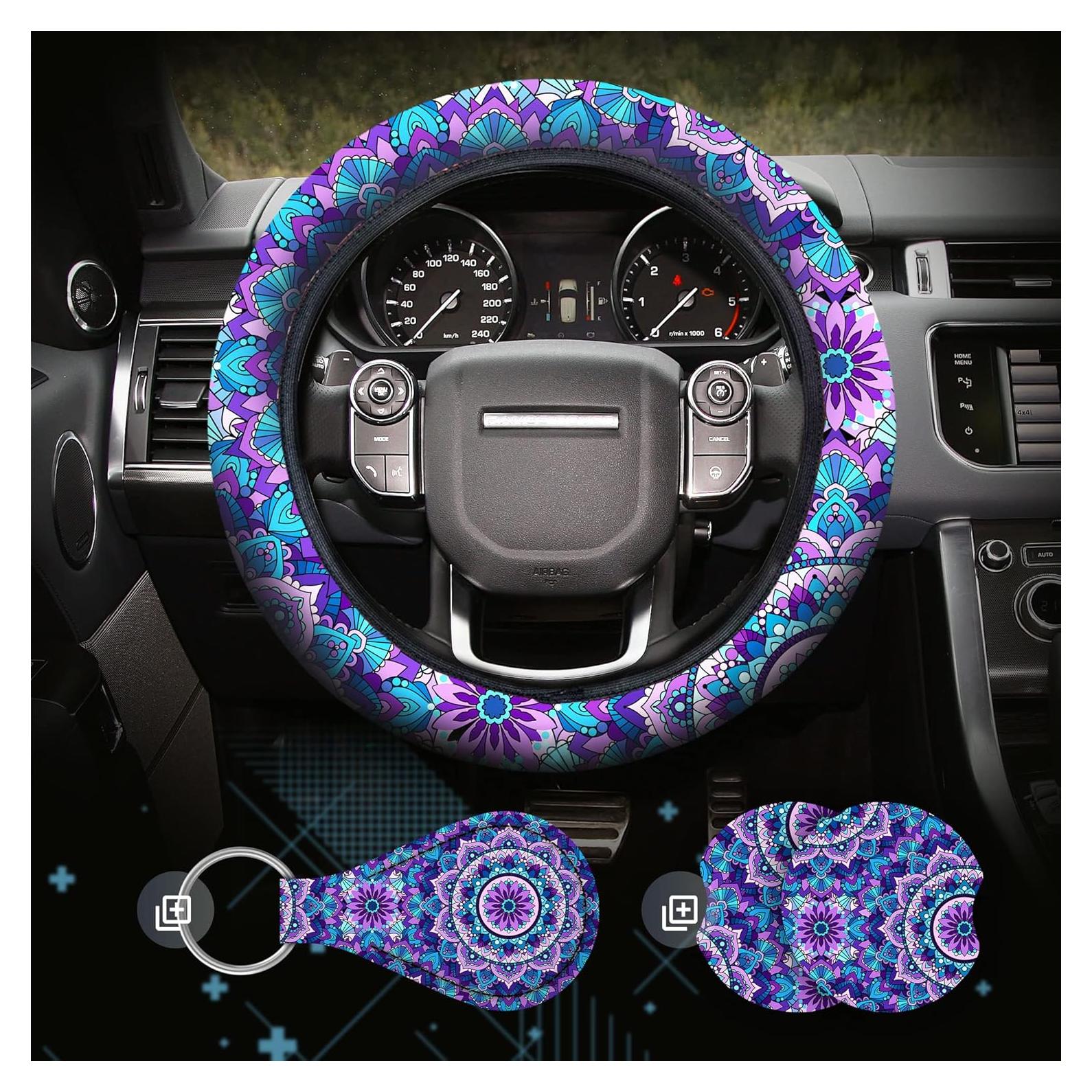 Funda de Volante Zadin Mandala Púrpura Universal 35.56-39.37 cm
