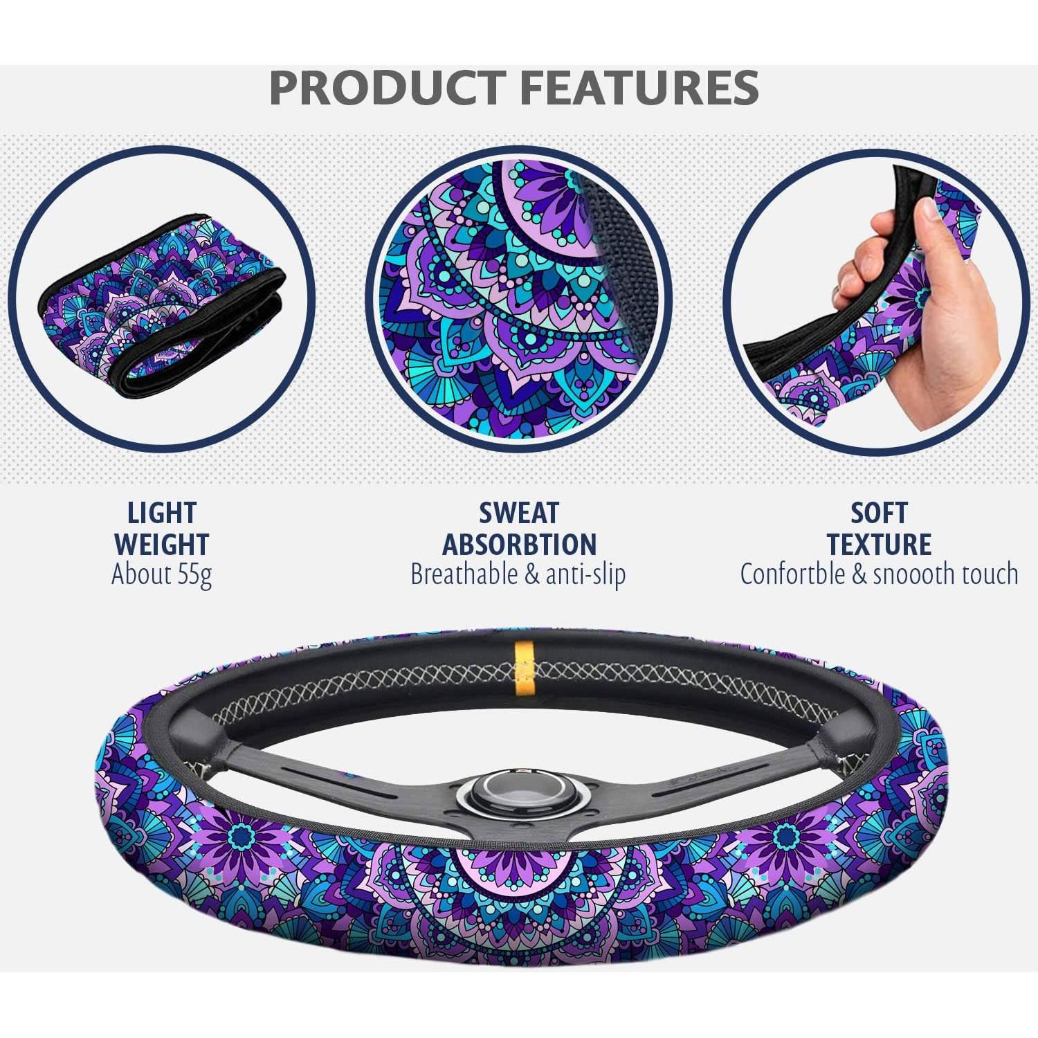 Funda de Volante Zadin Mandala Púrpura Universal 35.56-39.37 cm