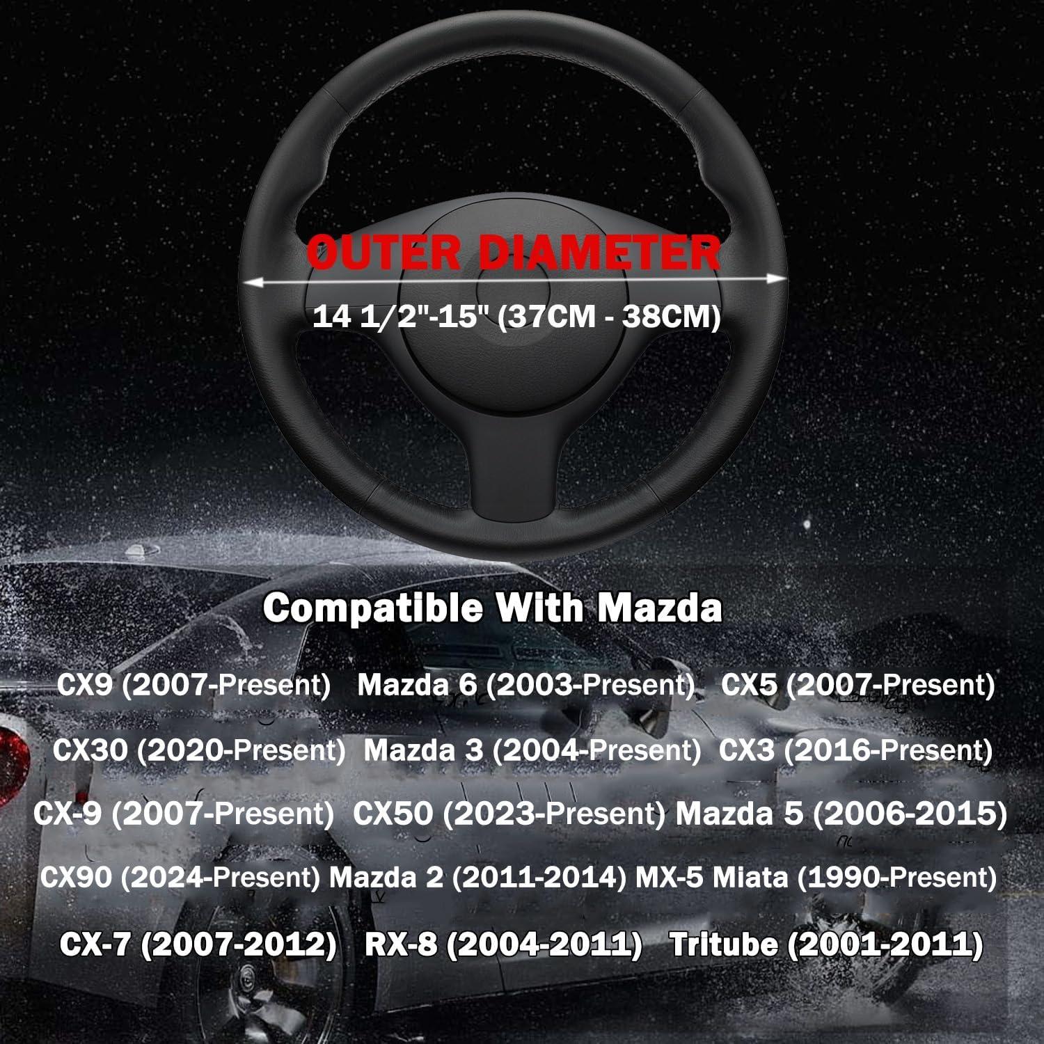 Cubierta de Volante de Cuero SZYUCHEN para Mazda 14.5-15"