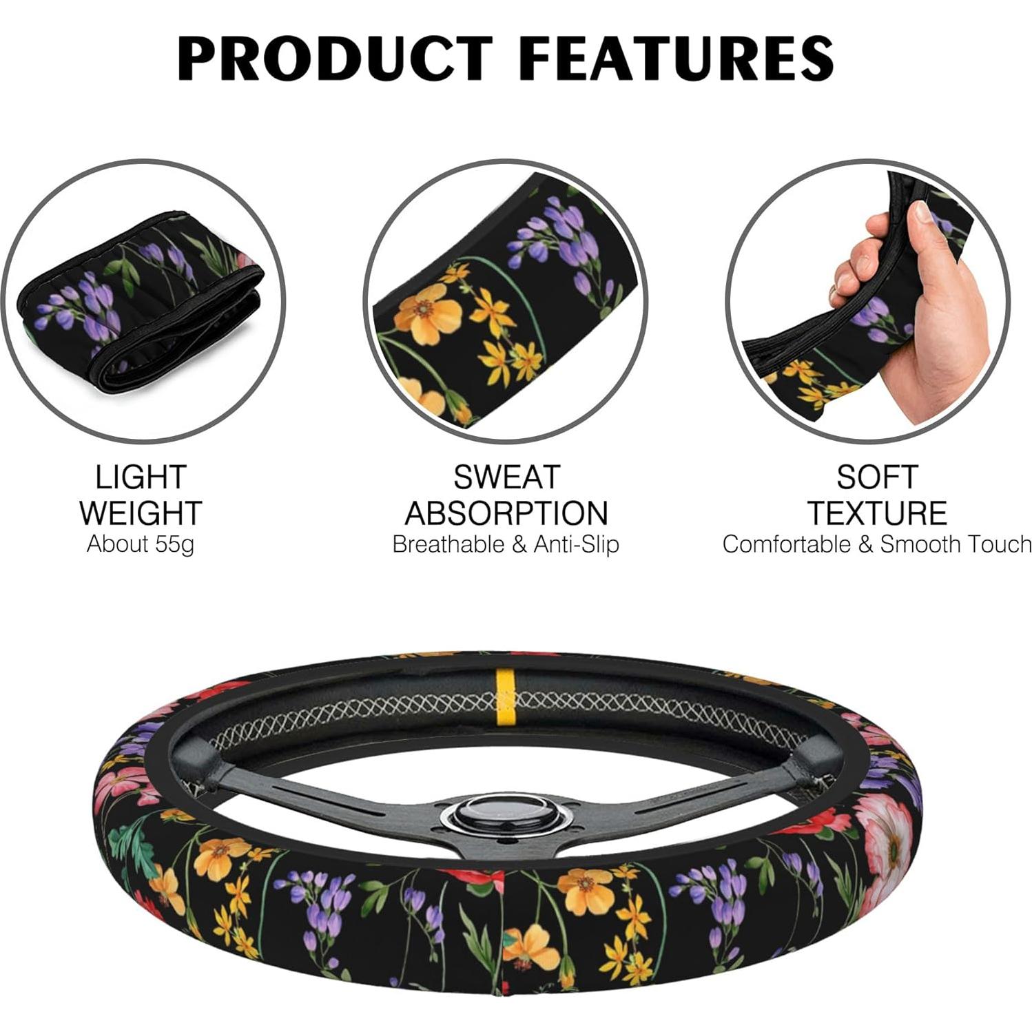 Cubierta de Volante Sutmore Floral Colorida 15" (38cm) Antideslizante