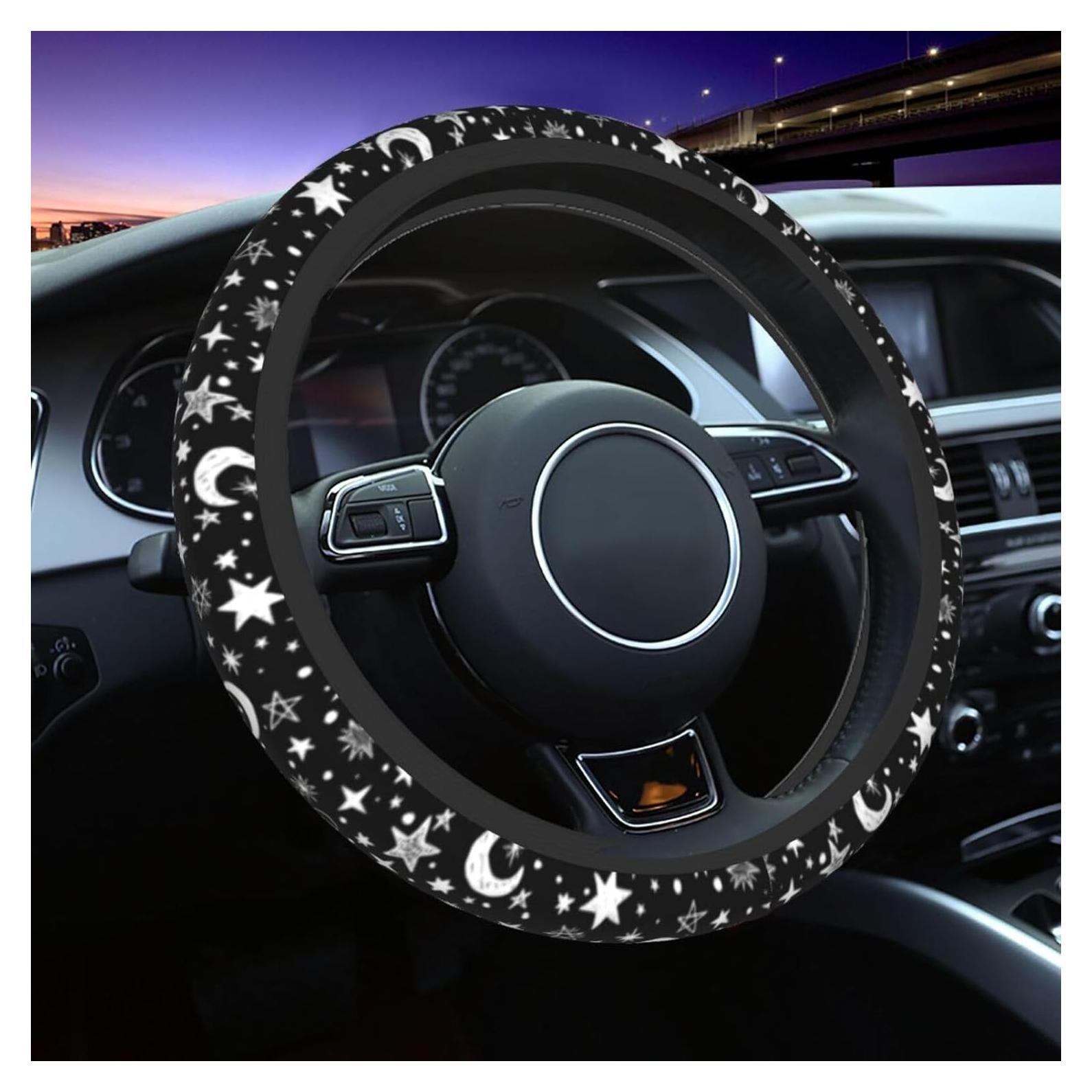 Cubierta de Volante TSIQRT Luna y Estrella 38cm Neopreno Antideslizante