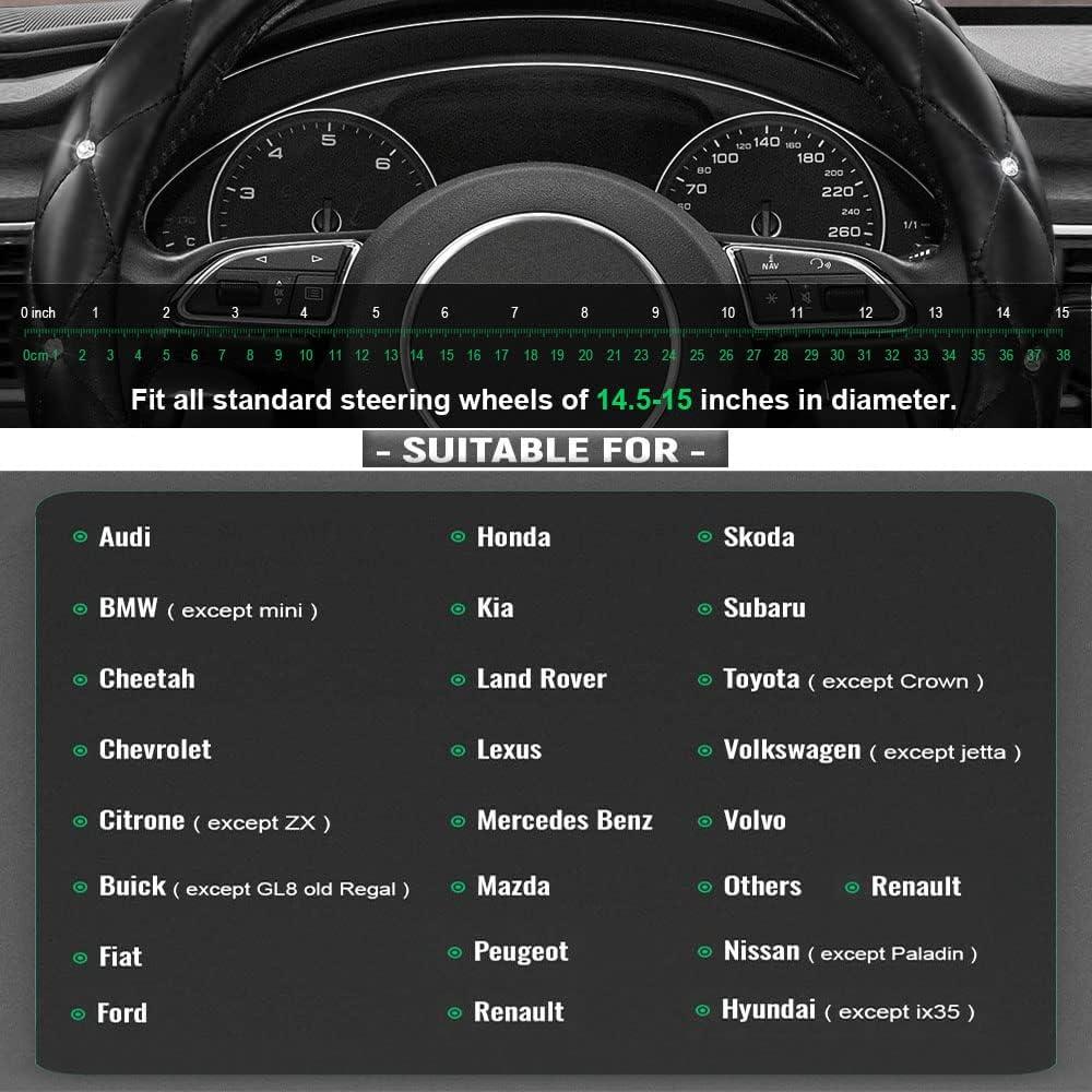 Cubierta de Volante de Cuero Xizopucy con Rhinestones 38 cm - Negro