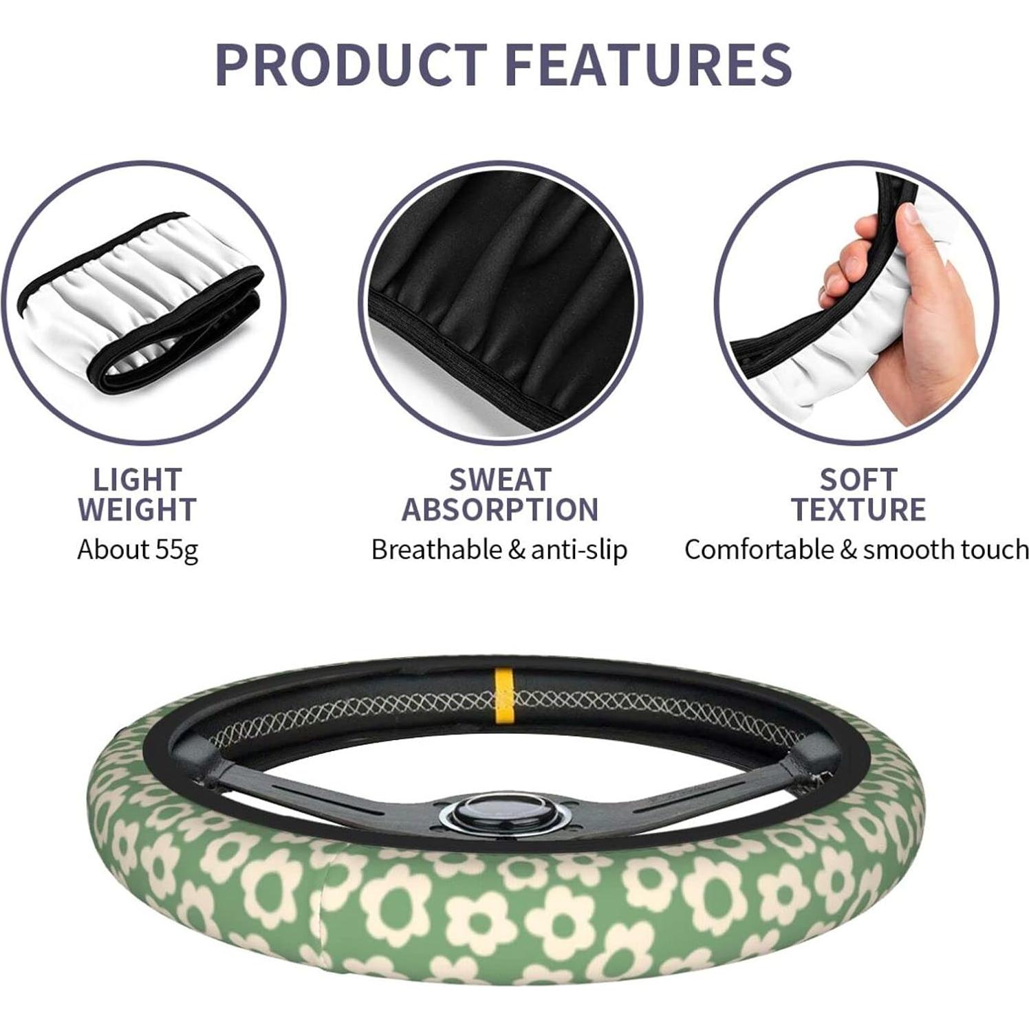 Cubierta de Volante YANGDADA 15 Pulgadas Flores Psicodélicas