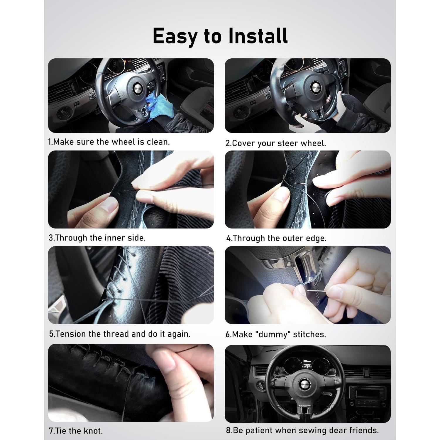 Cubierta de Volante de Cuero Belinous L4 Negra Universal