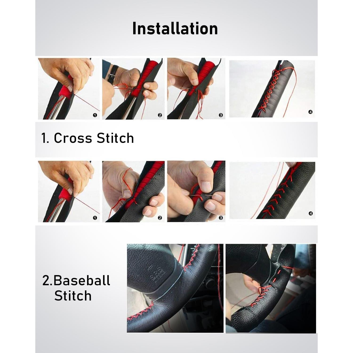 Cubierta de Volante de Cuero Belinous L4 Negra Universal