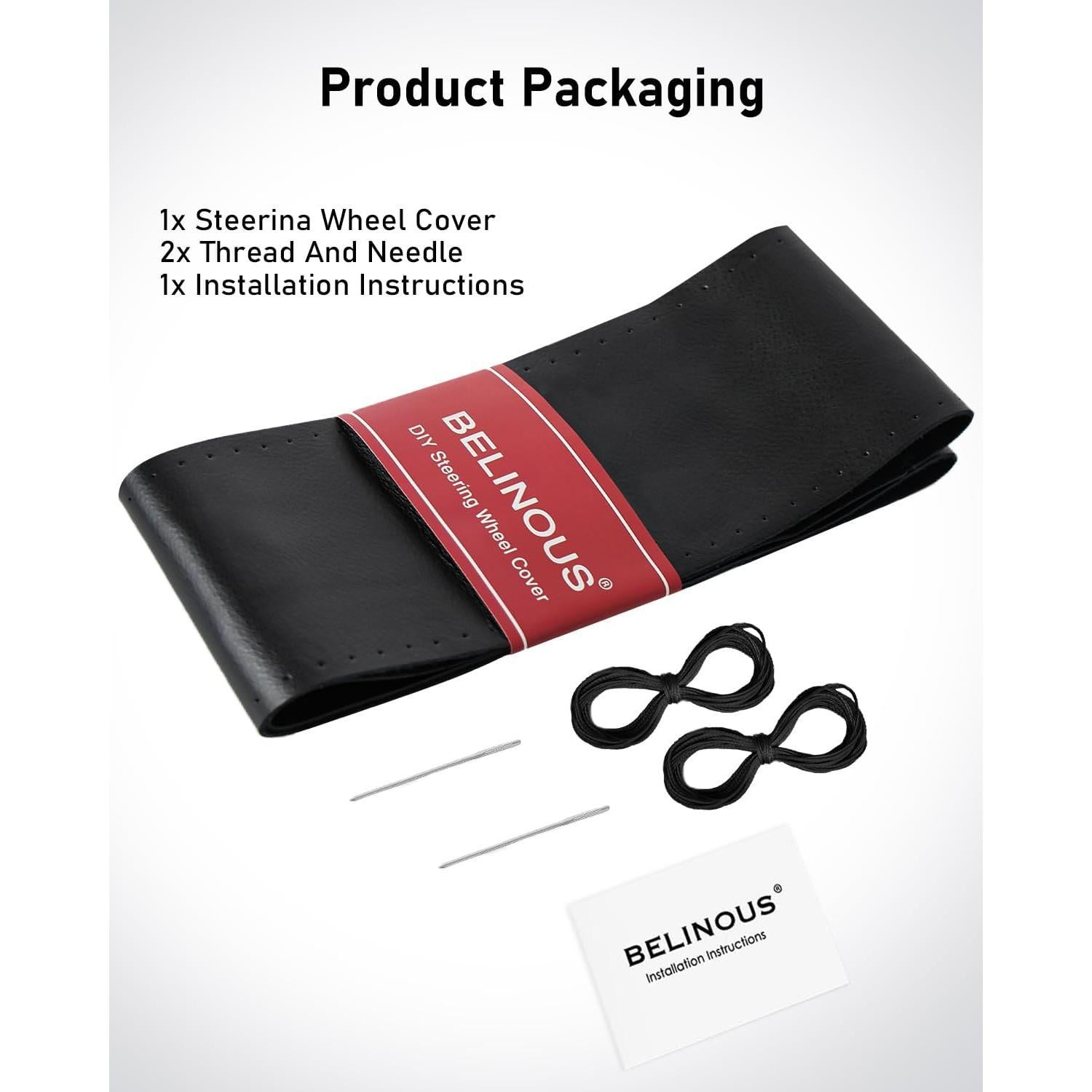 Cubierta de Volante de Cuero Belinous L4 Negra Universal