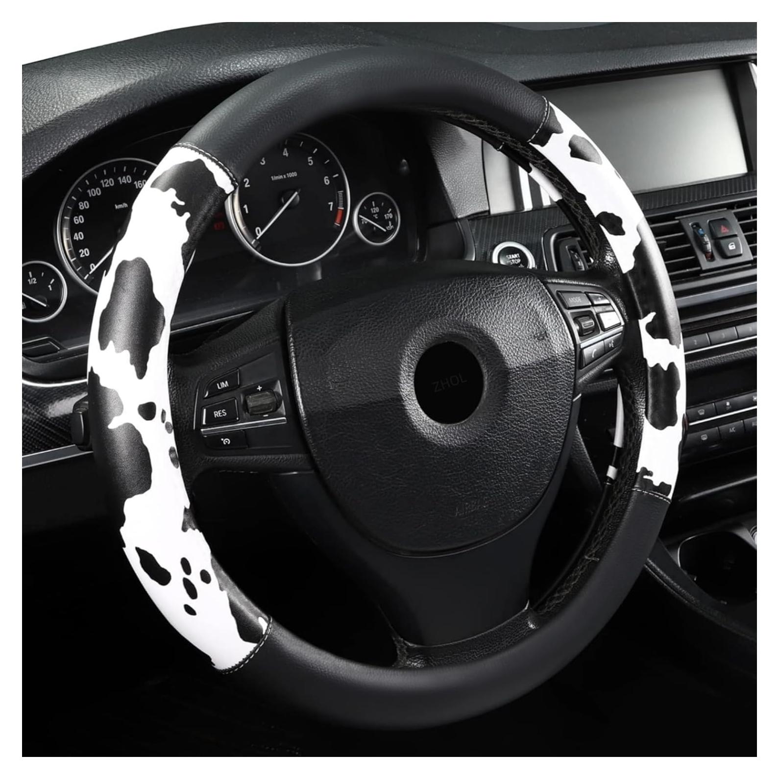 Cubierta de Volante ZHOL Diseño Vaca 14.5-15" Cuero Antideslizante