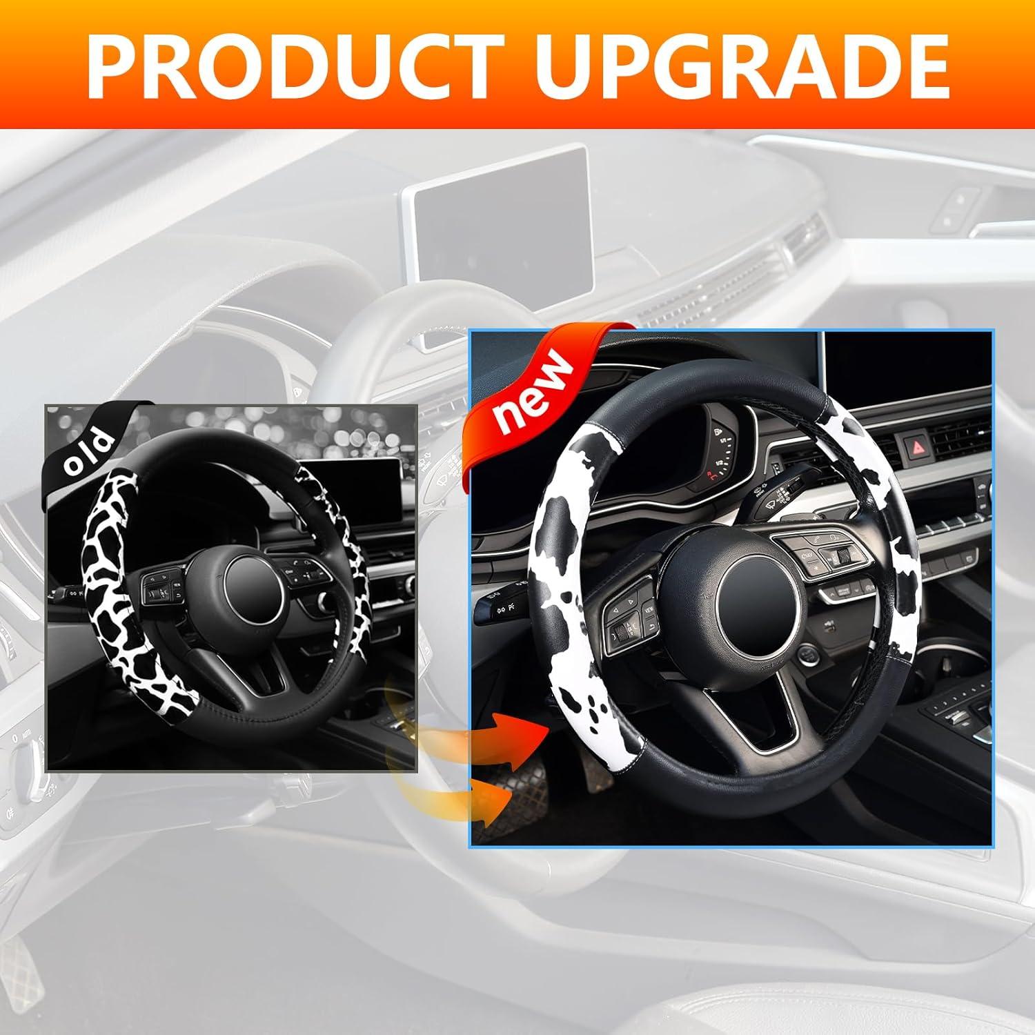 Cubierta de Volante ZHOL Diseño Vaca 14.5-15" Cuero Antideslizante