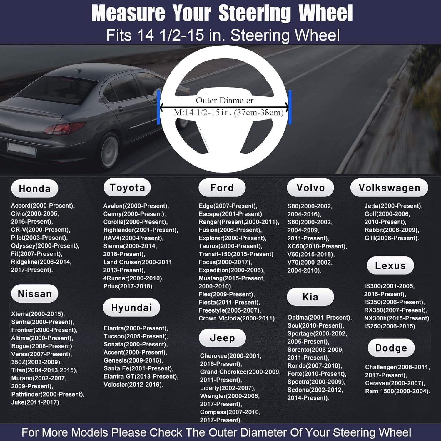 Cubierta de Volante ZHOL Diseño Vaca 14.5-15" Cuero Antideslizante