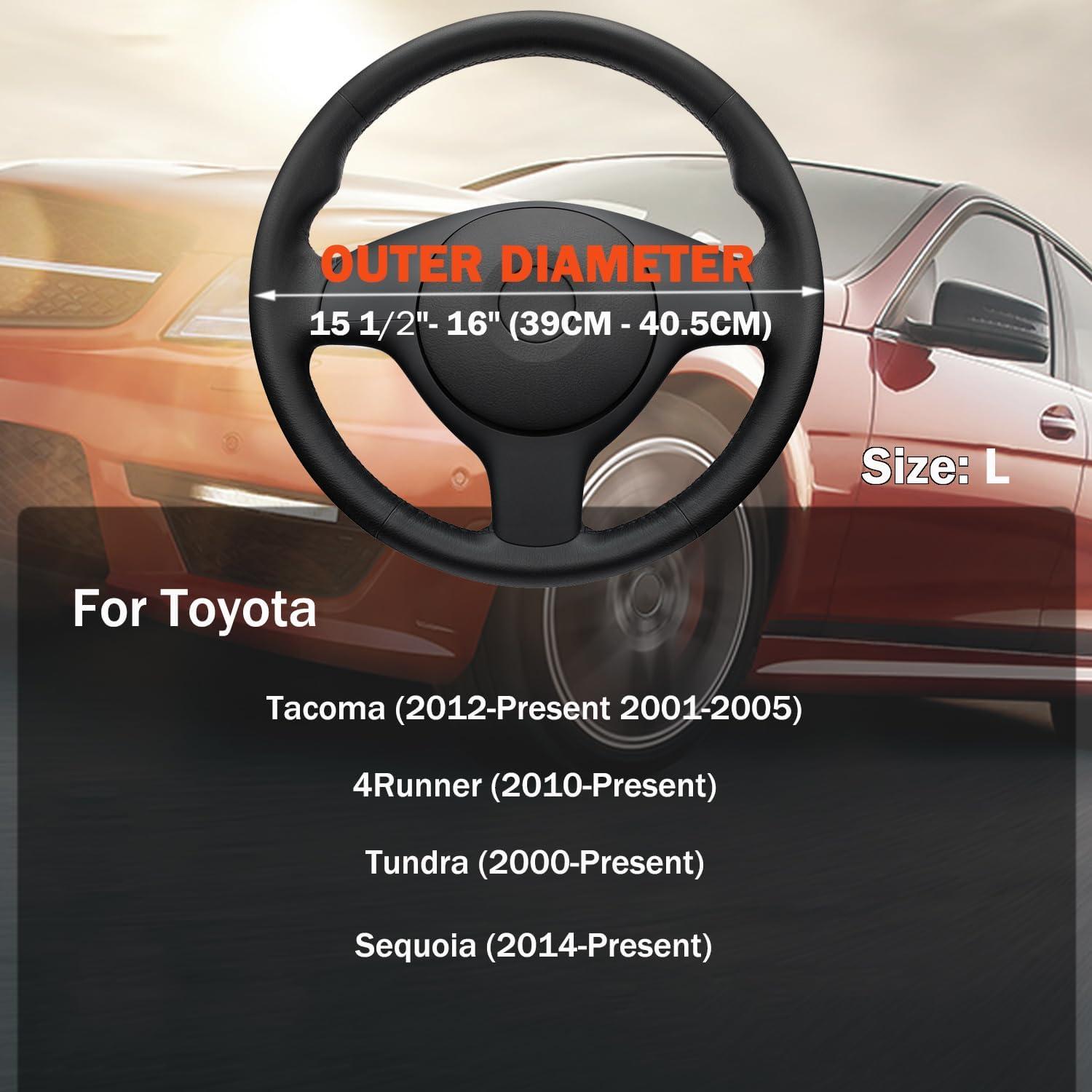 Cubierta de Volante XHRING para Toyota Tacoma 2012-2025, Cuero Negro