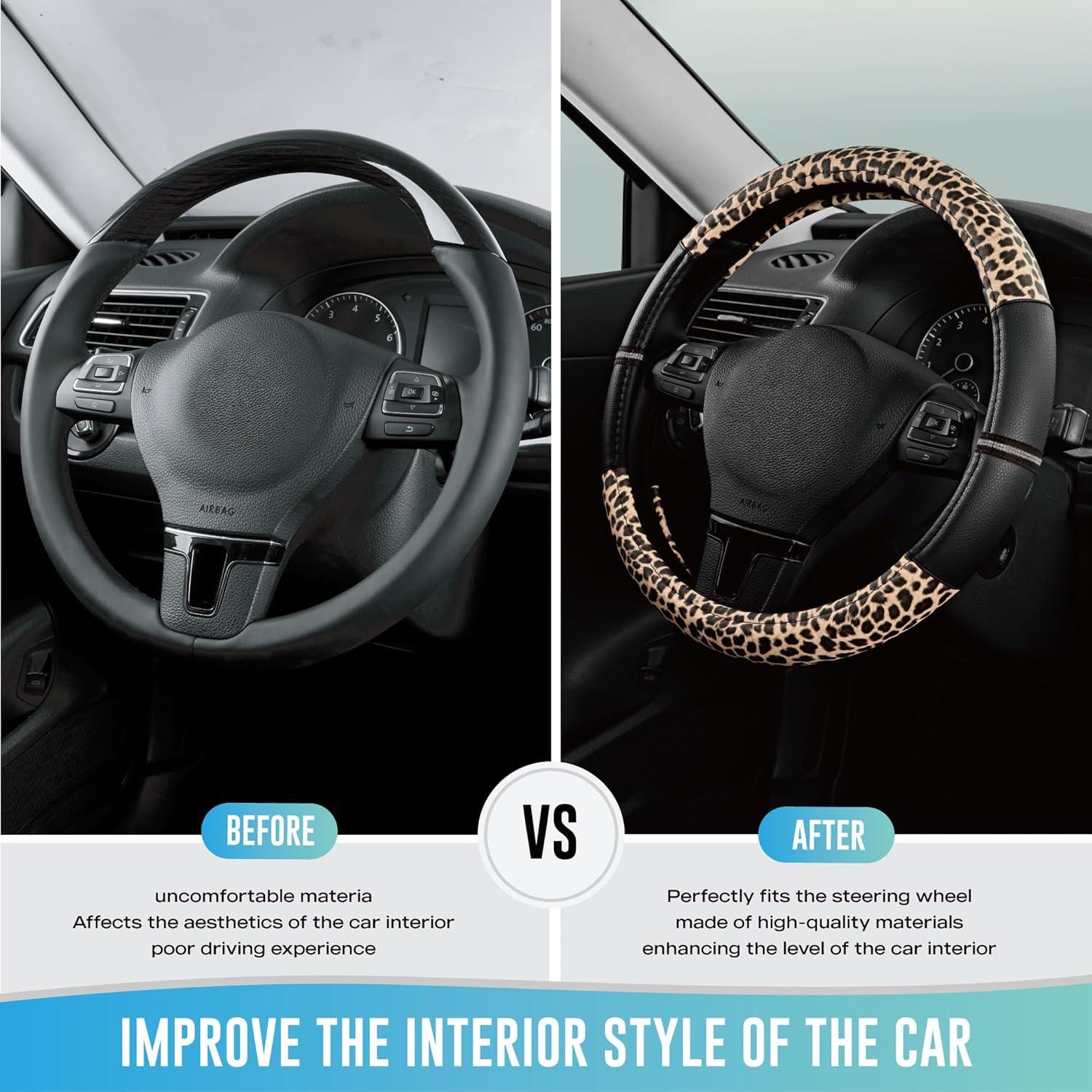 Cubierta de Volante Road Comforts de Cuero PVC - Antideslizante 38 cm