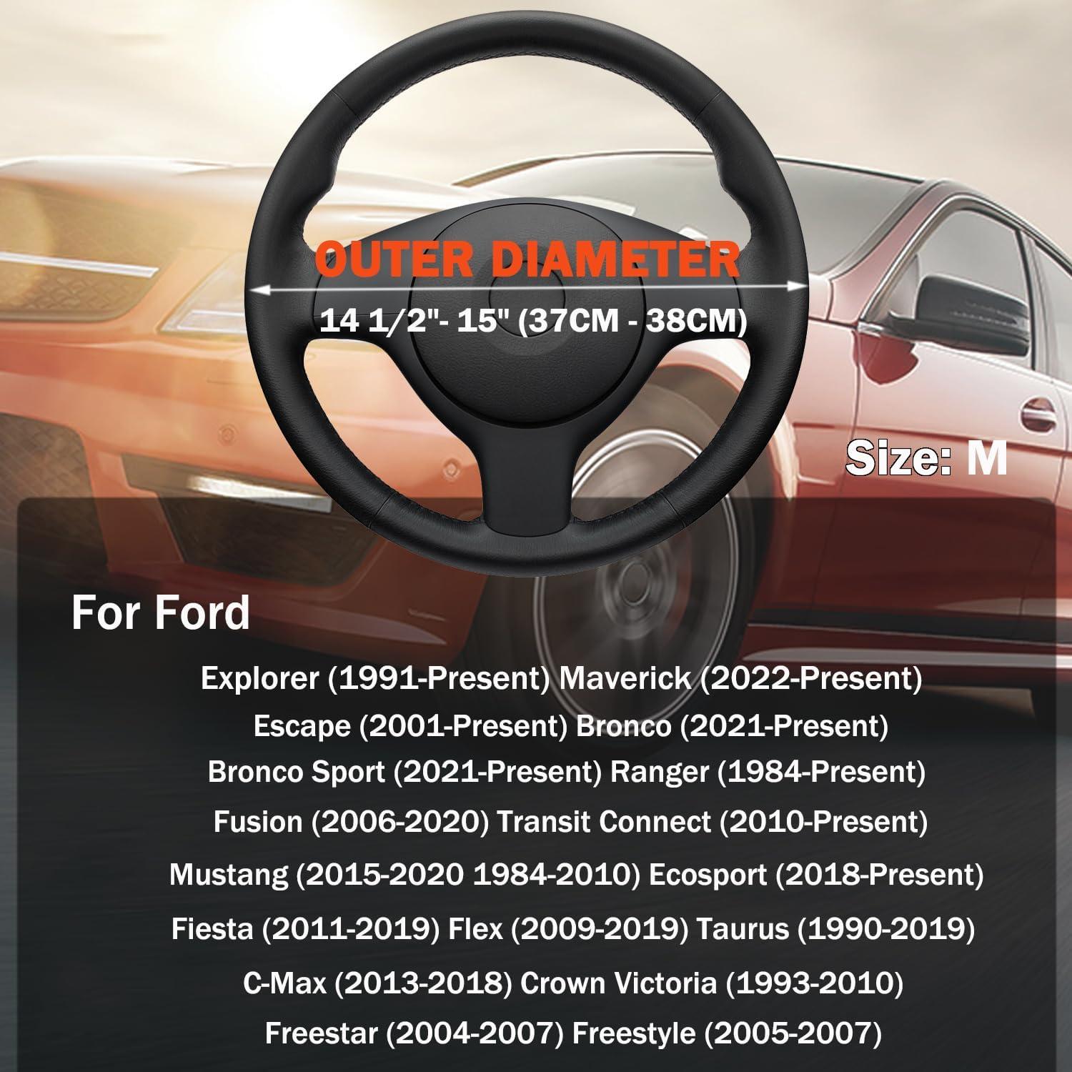 Cubierta de Volante XHRING para Ford 37-38 cm Cuero Negro