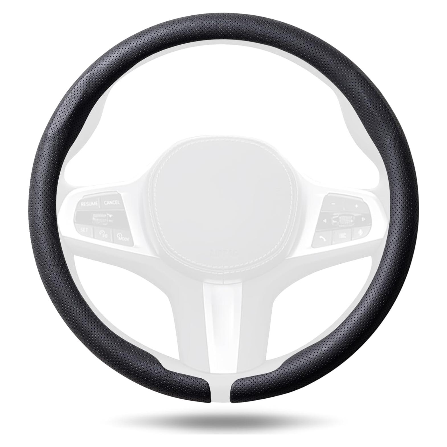 Cubierta de Volante de Cuero Nappa Aimato Negra Ultra Fina