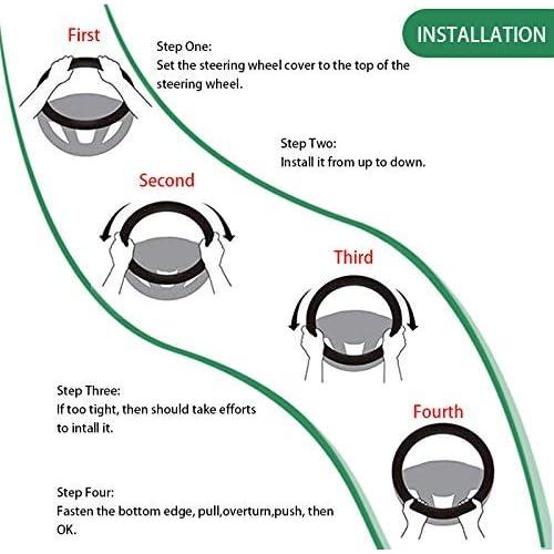 Cubierta de Volante LS AUTO Boho Verde 38 cm Antideslizante