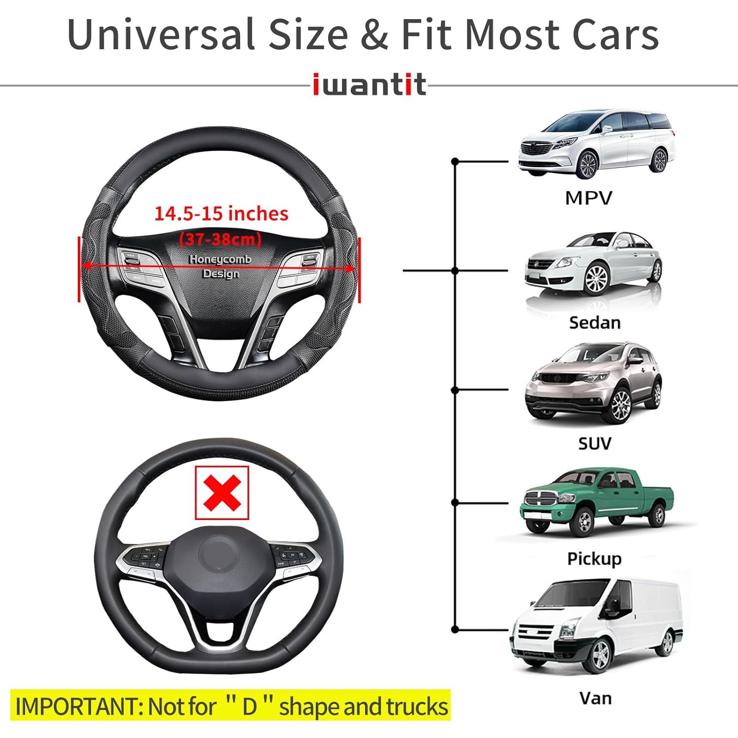 Funda de Volante Iwantit 3D Antideslizante 14.5-15" Negra