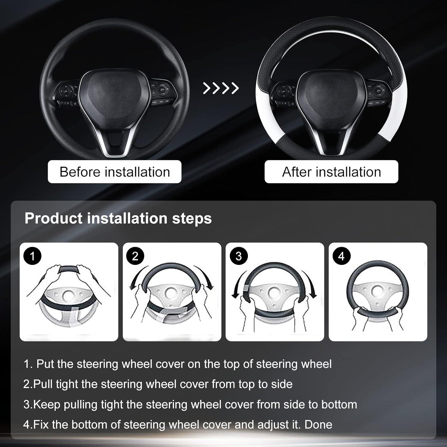 Cubierta de Volante de Cuero Antideslizante Follicomfy 38.1 cm Púrpura