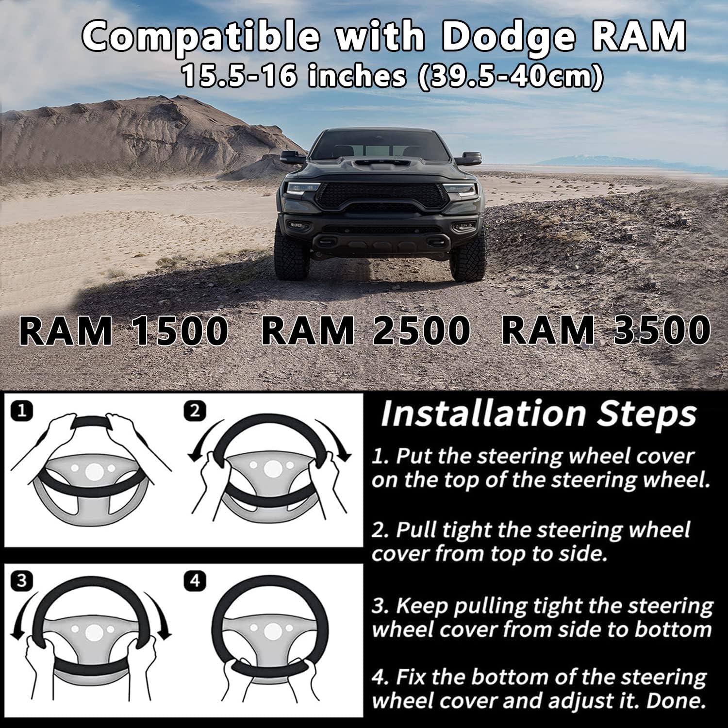 Funda de Volante de Cuero Yangday para Dodge Ram 1500 2500 3500 40 cm