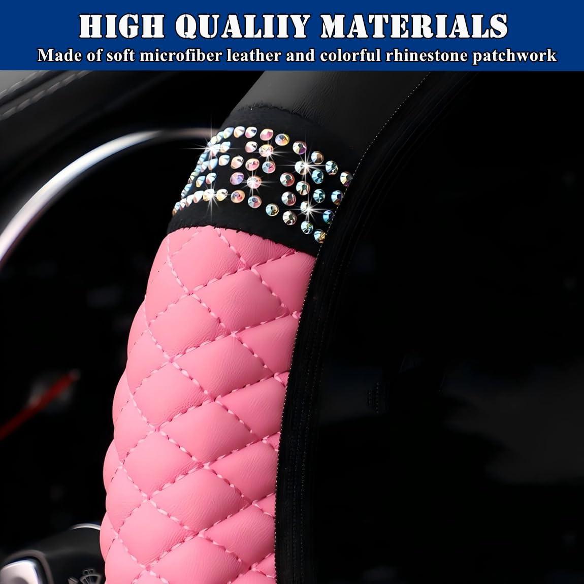 Cubierta de Volante de Coche YSFKJ Rosa 15 Pulgadas Antideslizante