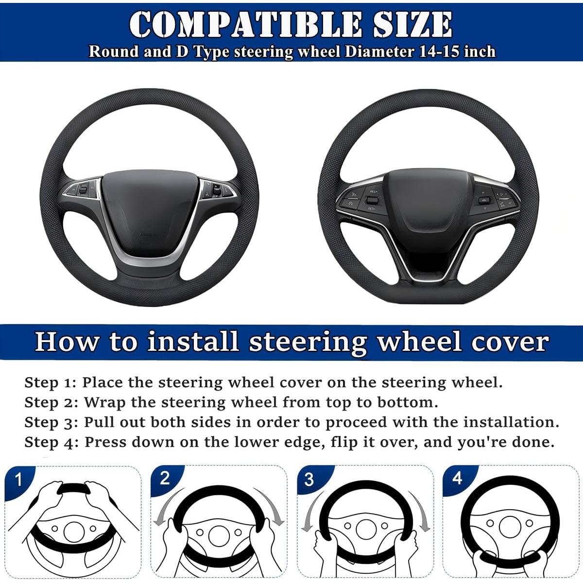 Cubierta de Volante de Coche YSFKJ Rosa 15 Pulgadas Antideslizante