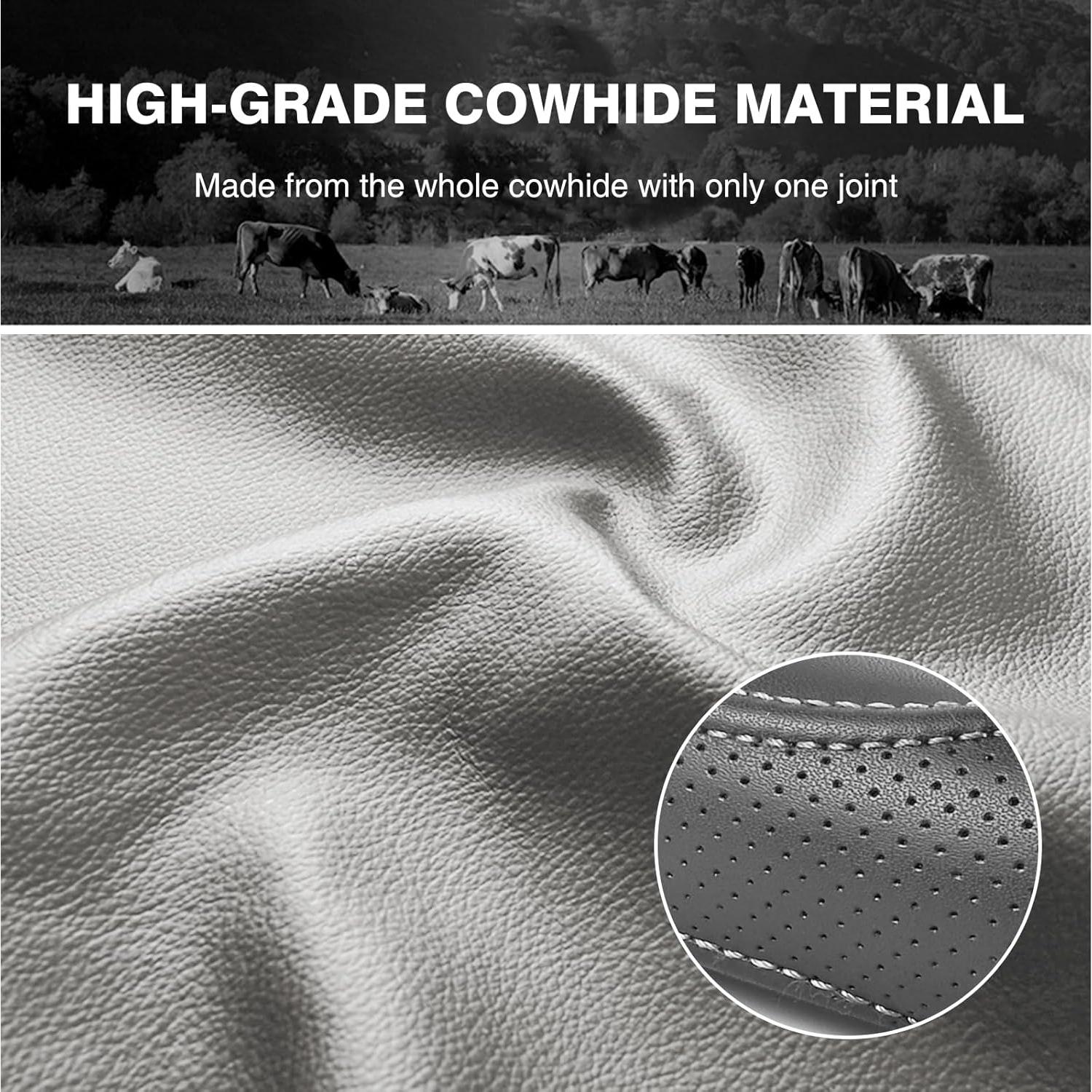 Funda de Volante de Cuero Genuino PJBTYZ Gris 36.83-38.1 cm