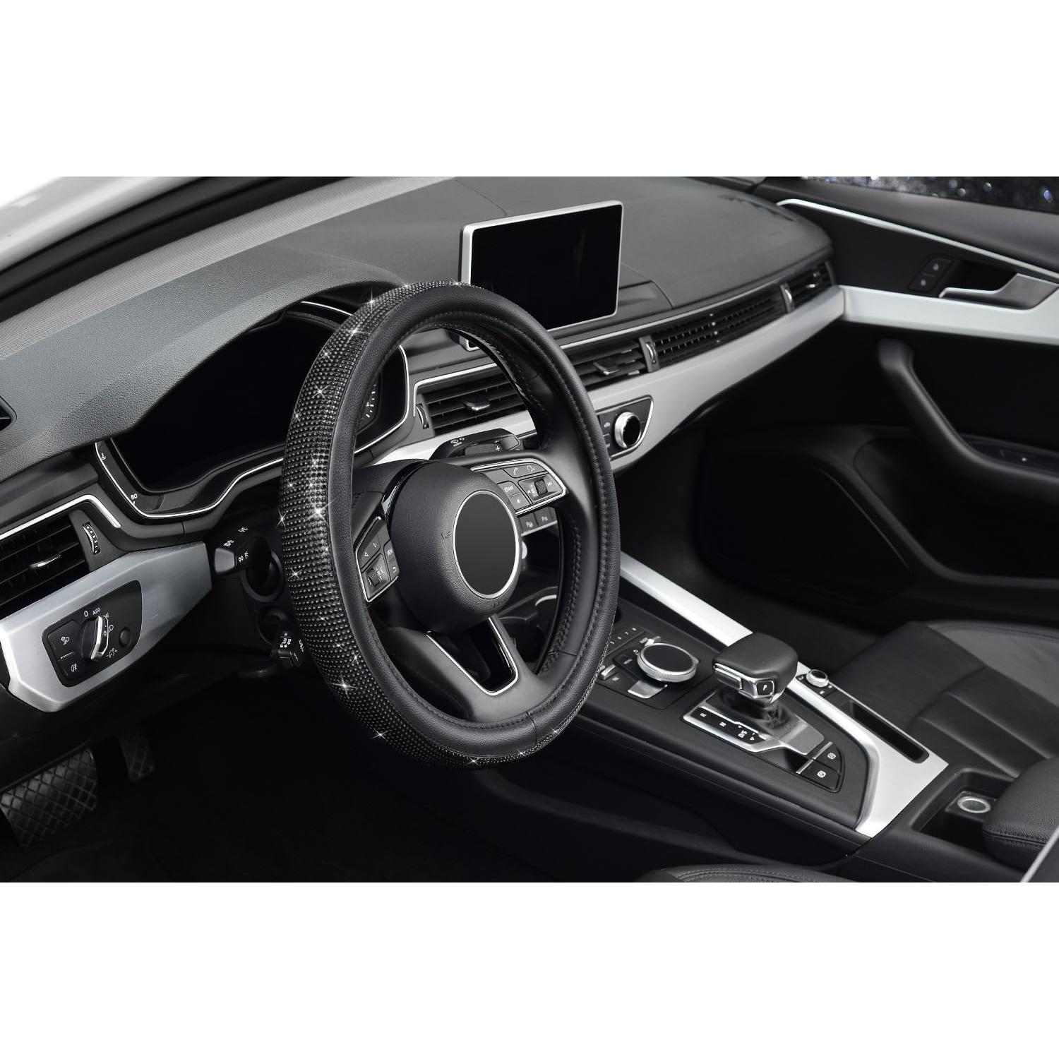 Cubierta de Volante KAFEEK de Cuero con Cristales 38 cm