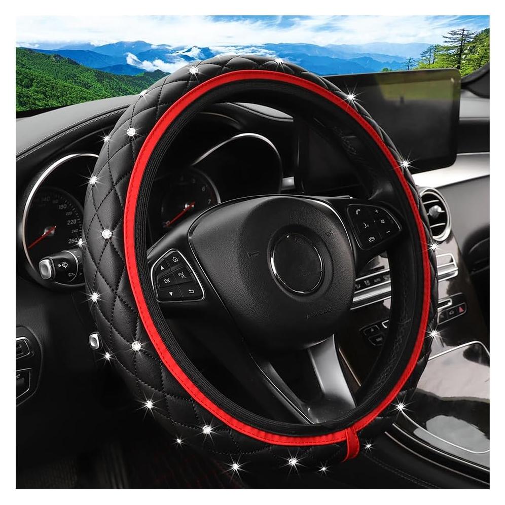 Cubierta de Volante de Coche KHGUZ Rojo Antideslizante 37-38cm