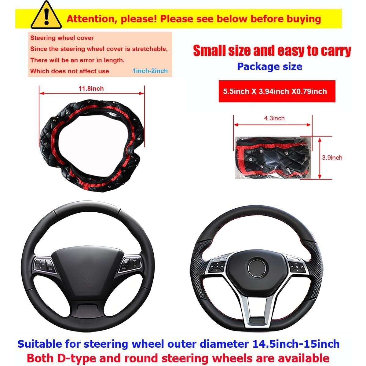 Cubierta de Volante de Coche KHGUZ Rojo Antideslizante 37-38cm