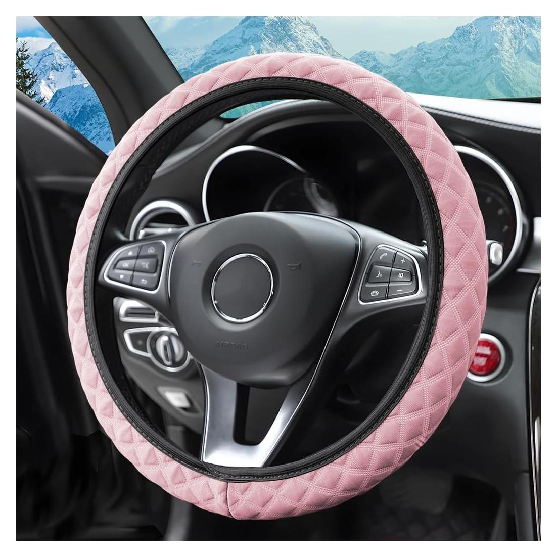 Cubierta de Volante Zipelo 15" Seda Helada Antideslizante Rosa