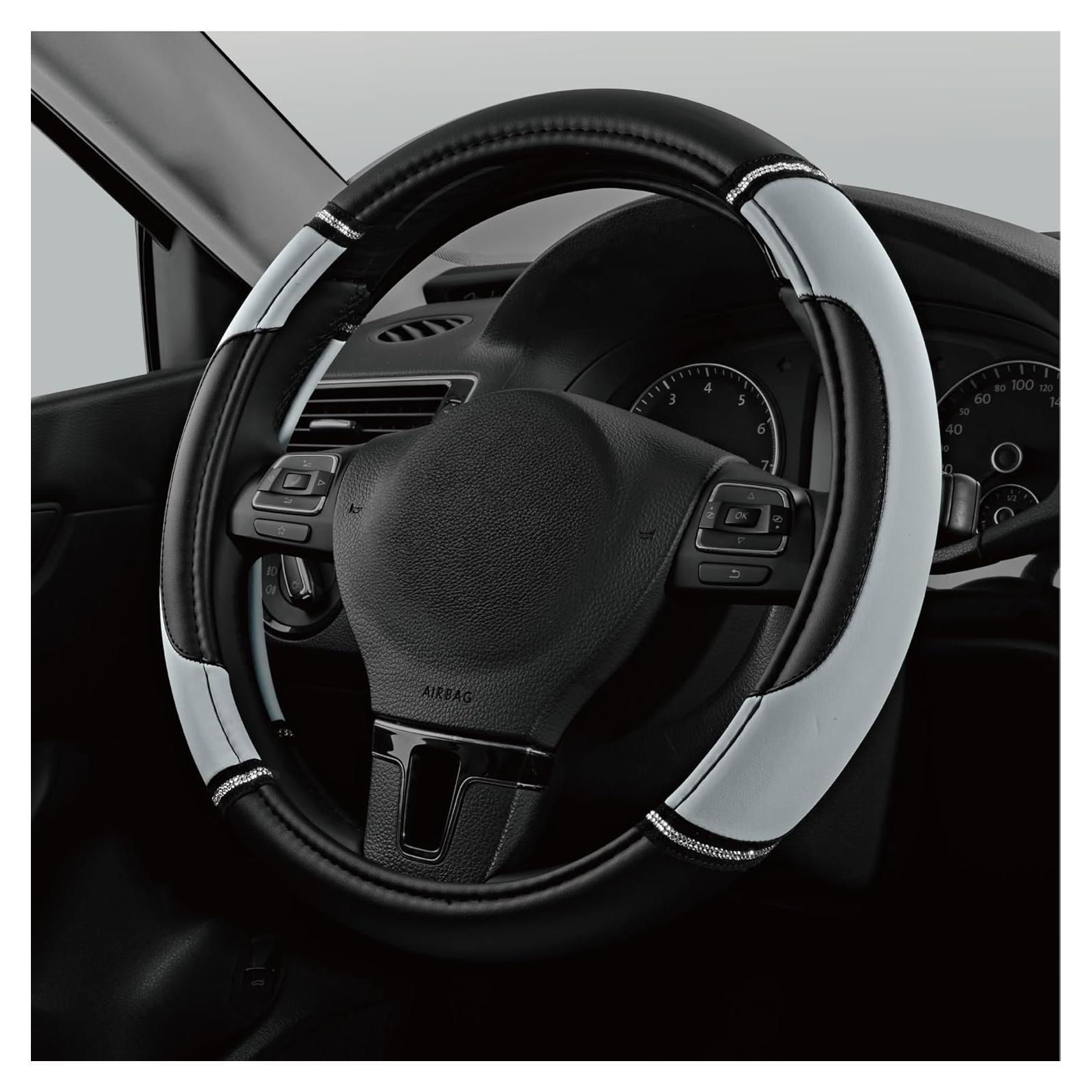 Cubierta de Volante de Cuero Road Comforts 15" Gris Antideslizante