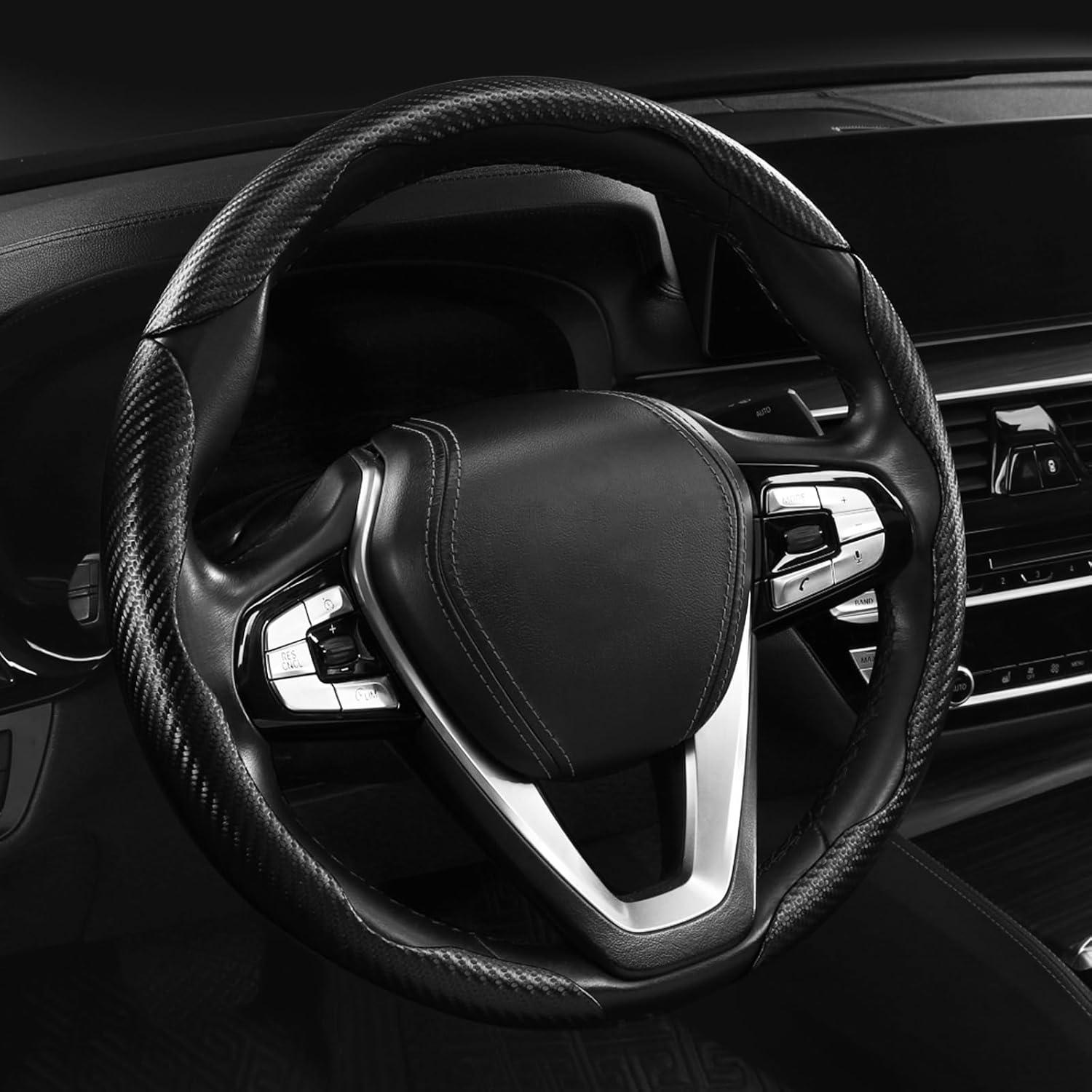 Cubierta de Volante Antideslizante Aotoyou 3pcs 38cm Carbono Mate