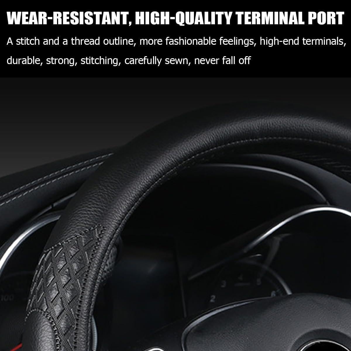 Funda de Volante AUCELI 38cm Cuero Antideslizante Negro