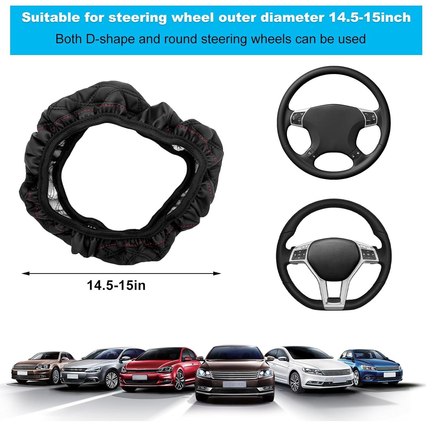 Funda de Volante de Coche Povtii 38.1 cm Cuero Antideslizante