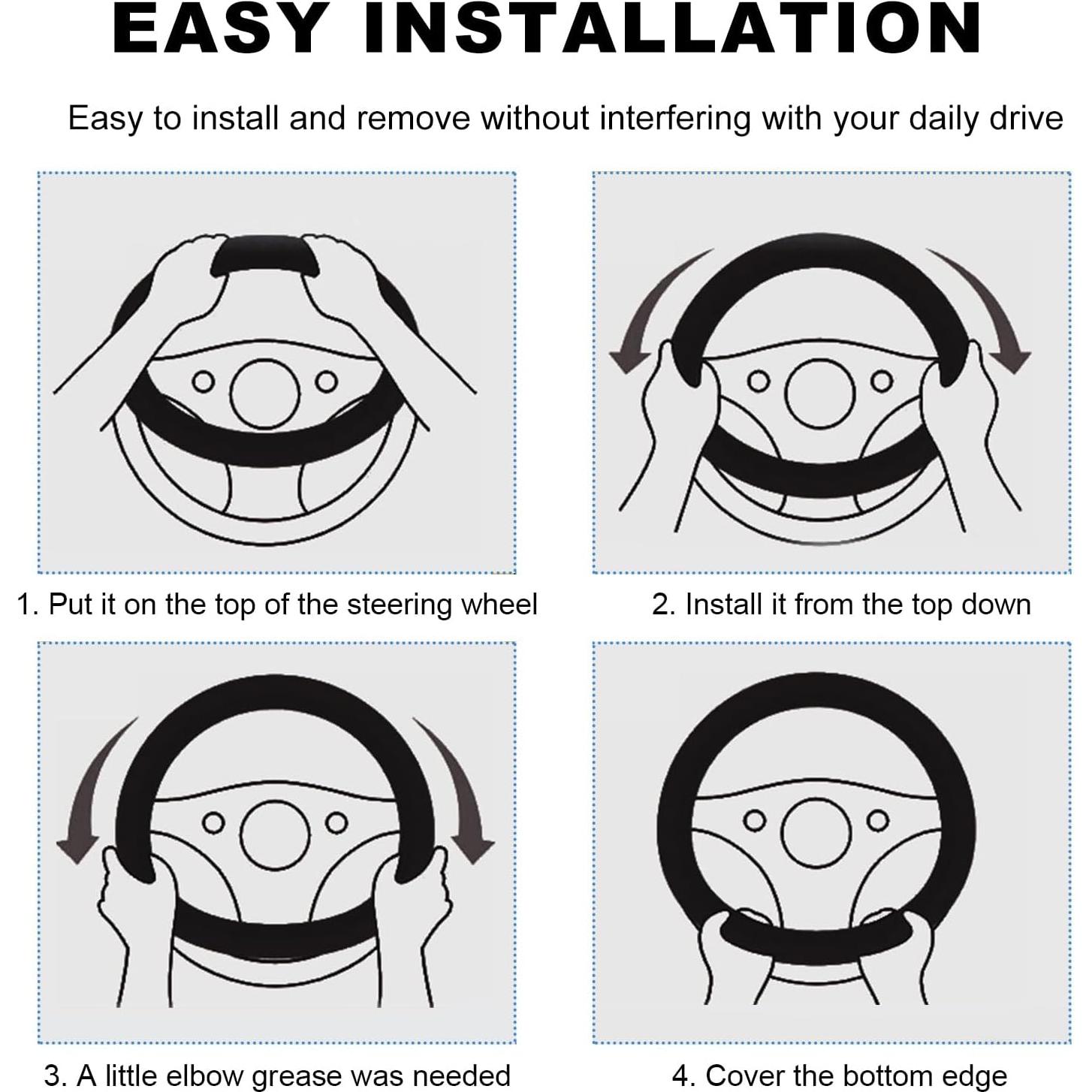 Funda de Volante de Coche Povtii 38.1 cm Cuero Antideslizante