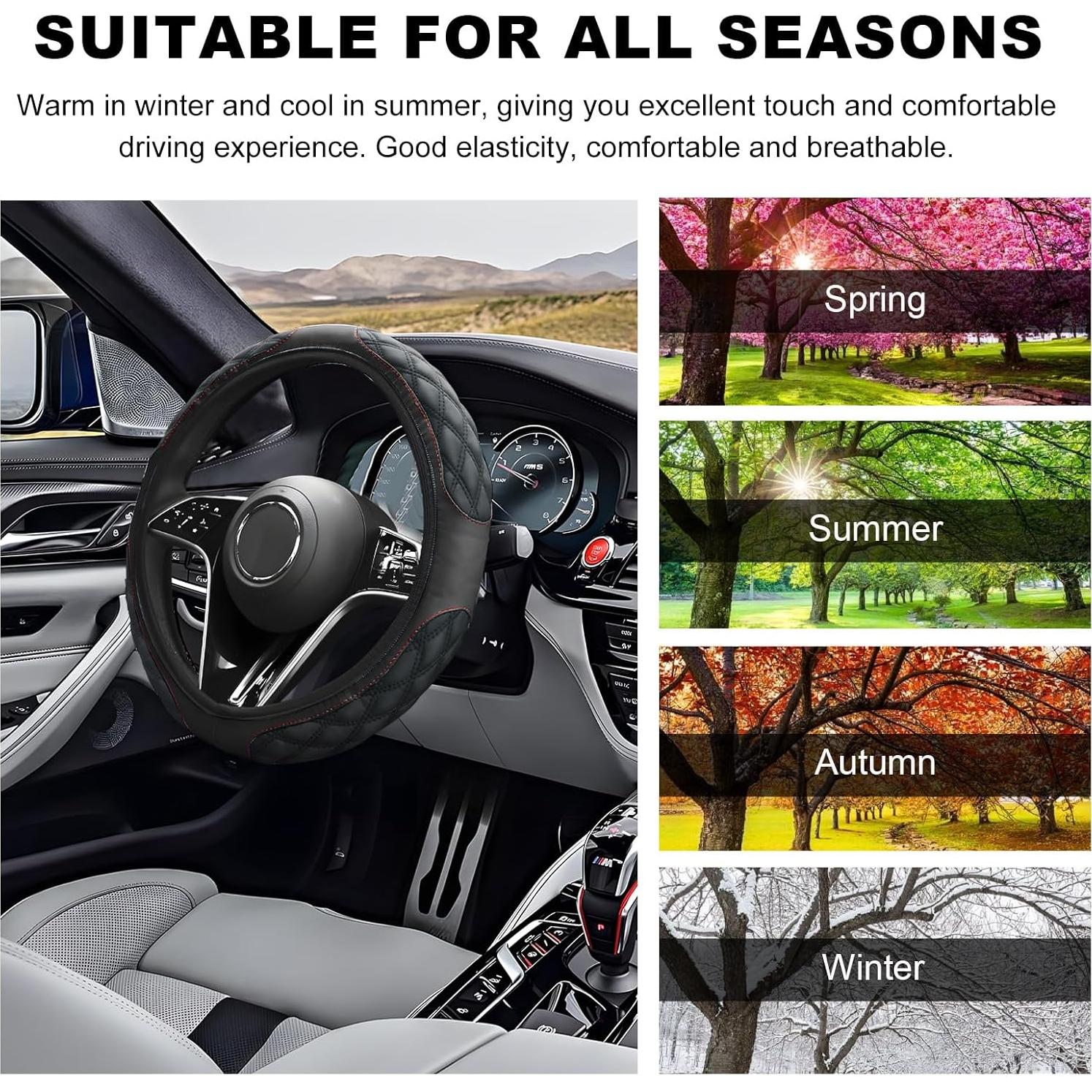 Funda de Volante de Coche Povtii 38.1 cm Cuero Antideslizante