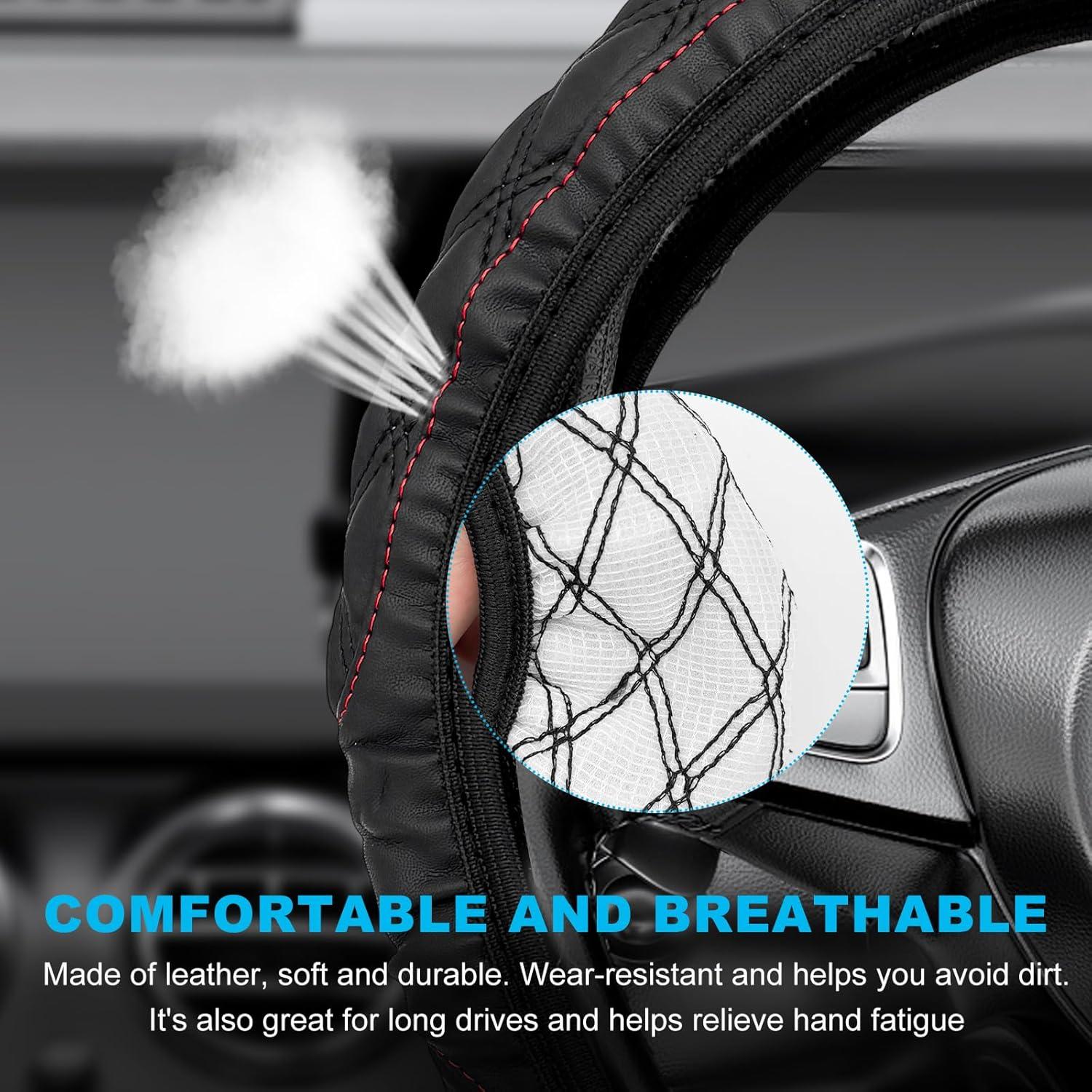 Funda de Volante de Coche Povtii 38.1 cm Cuero Antideslizante