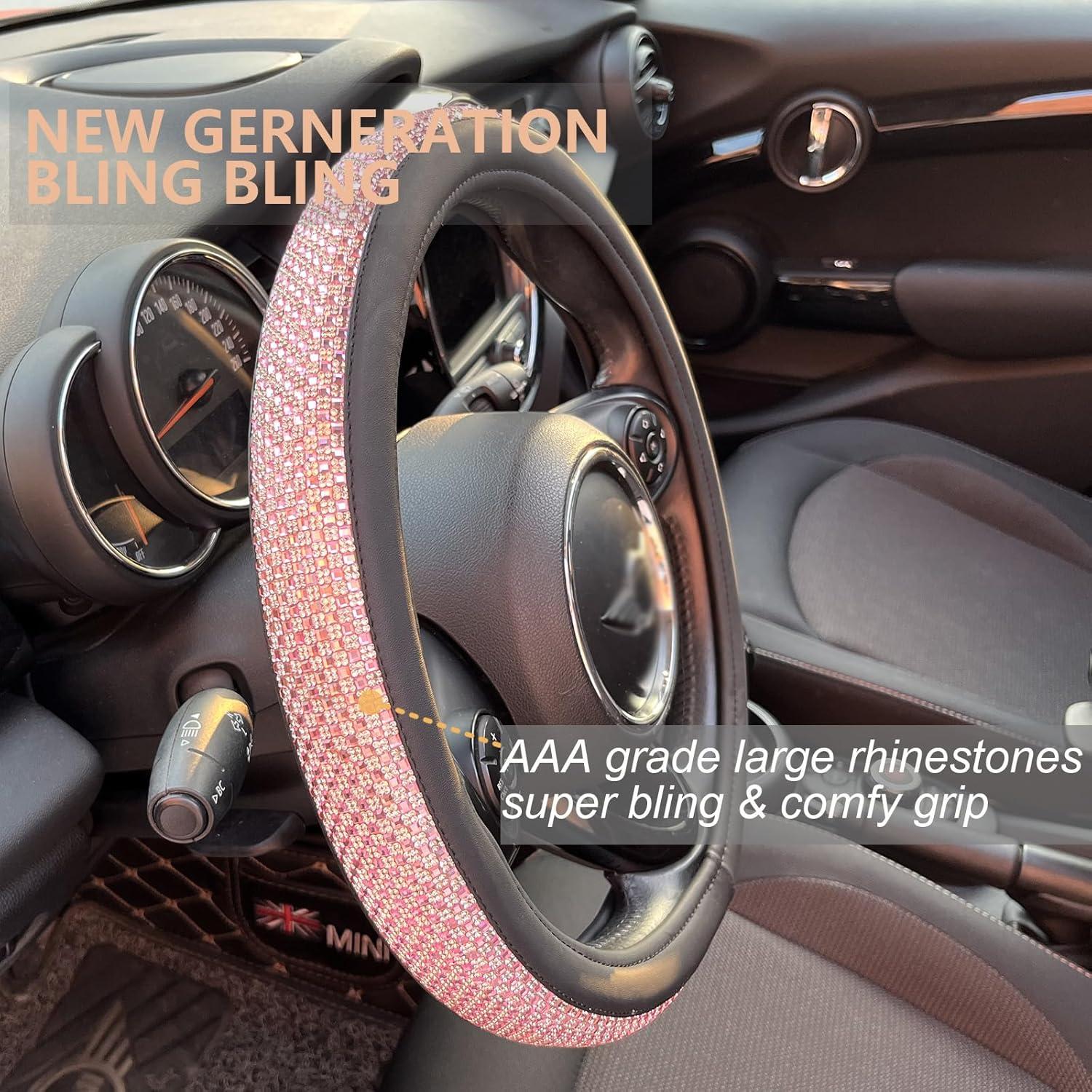 Funda de Volante PINCTROT Super Brillante Rosa 15 Pulgadas