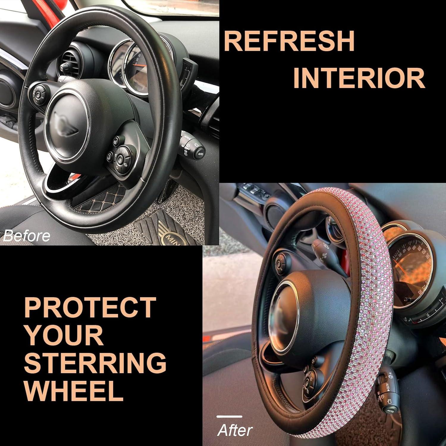 Funda de Volante PINCTROT Super Brillante Rosa 15 Pulgadas