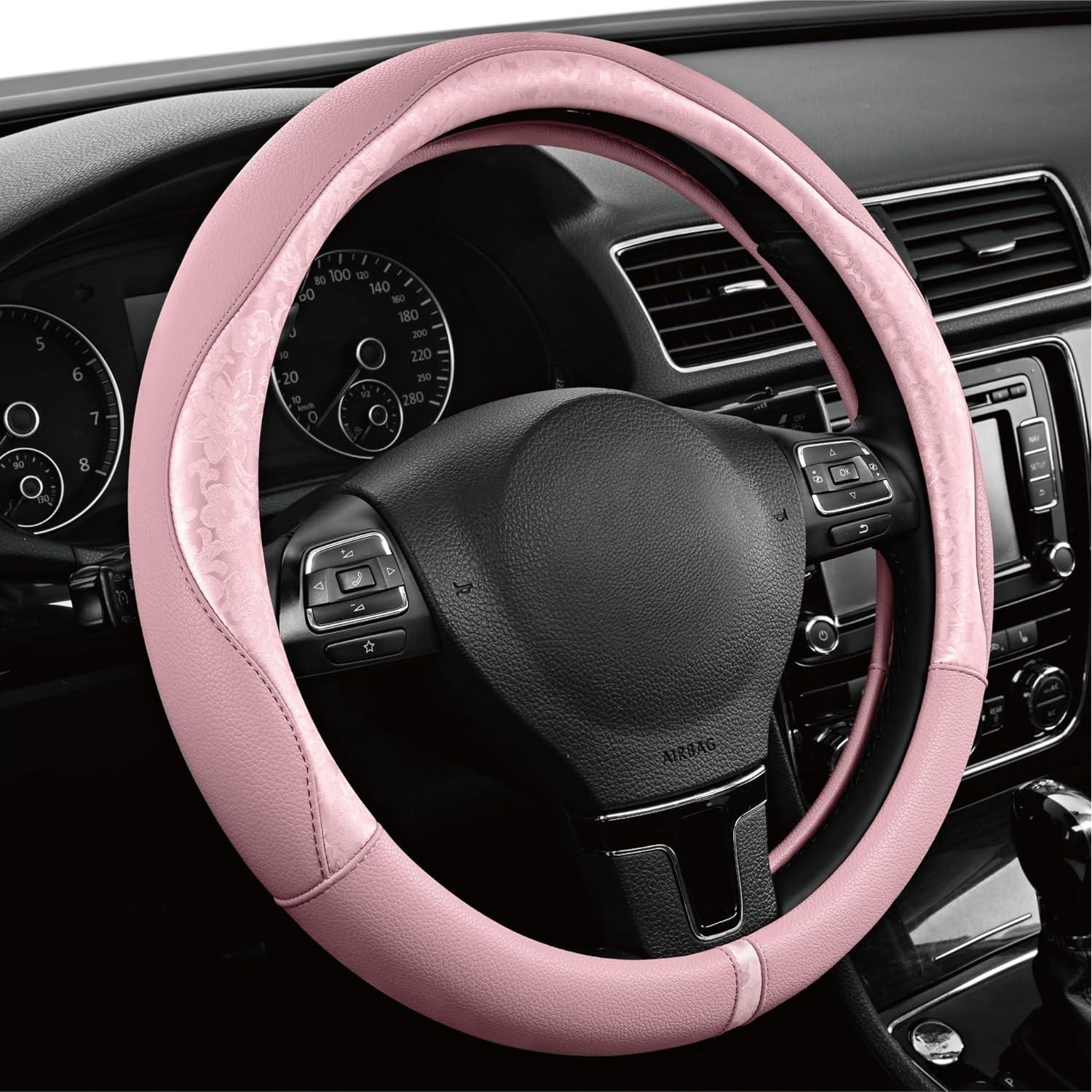 Cubierta de Volante PIC AUTO Rosa Piel Patchwork Universal 36.8-39.4 cm