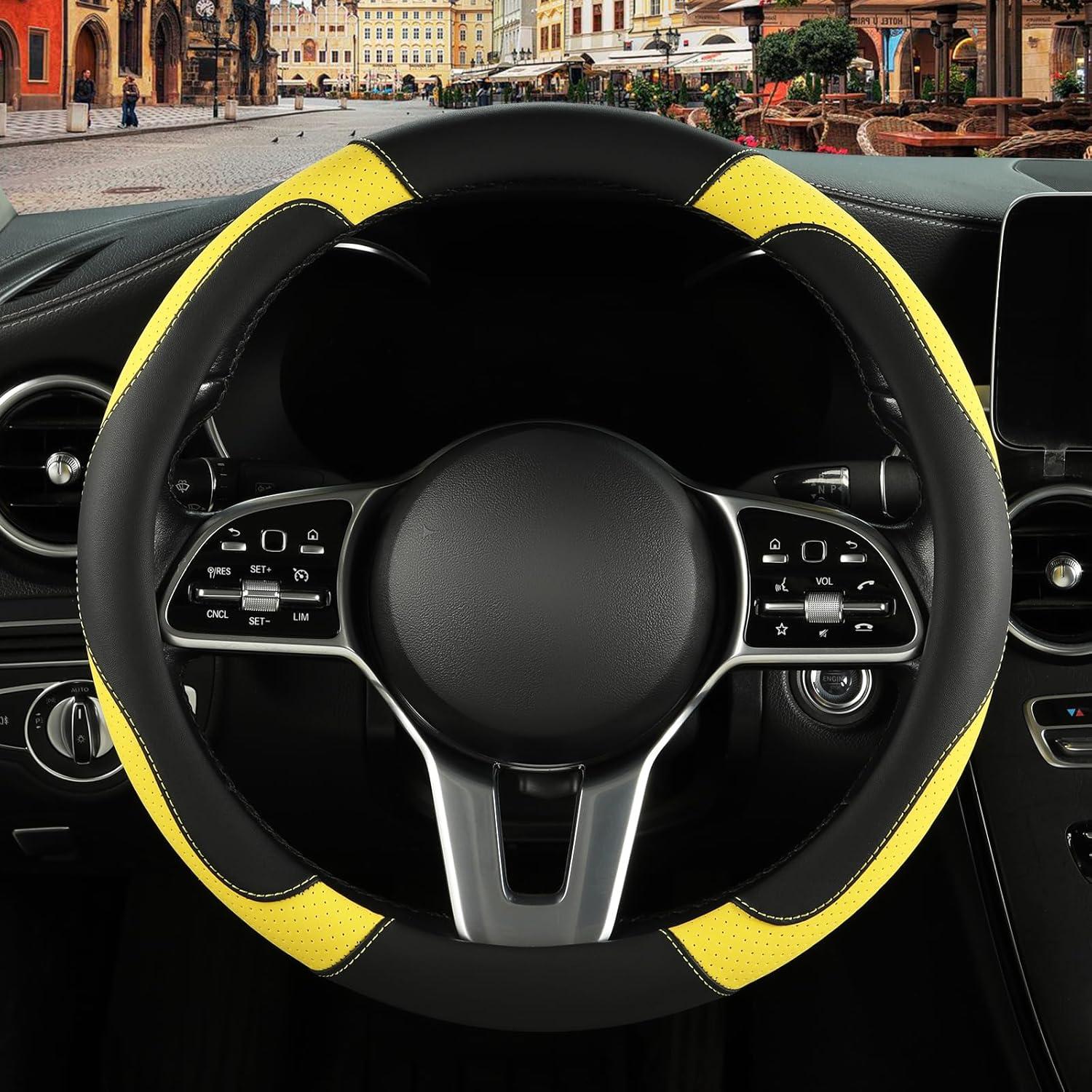 Cubierta de Volante de Cuero Binsheo 14.5-15" Antideslizante