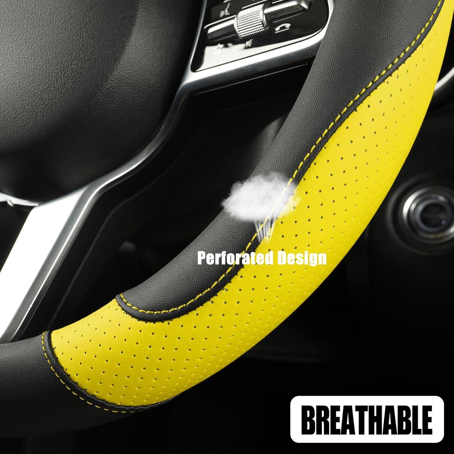 Cubierta de Volante de Cuero Binsheo 14.5-15" Antideslizante