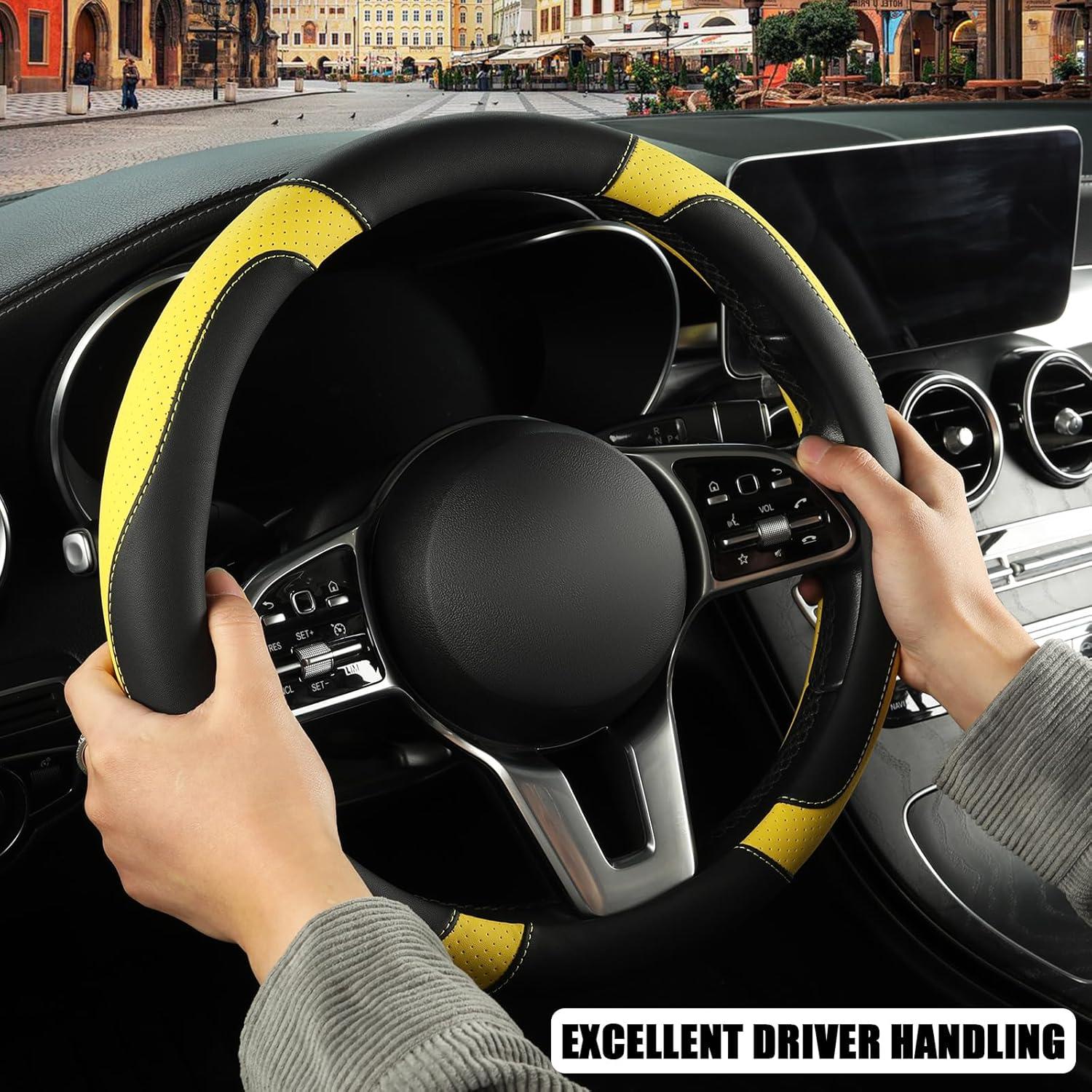 Cubierta de Volante de Cuero Binsheo 14.5-15" Antideslizante