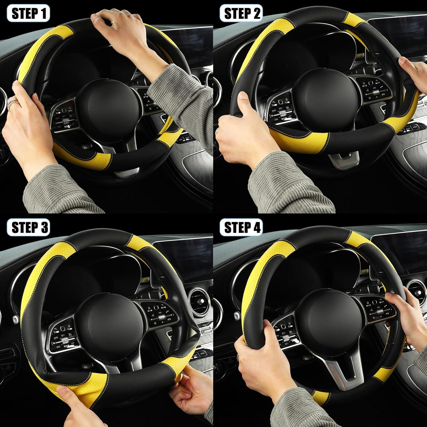 Cubierta de Volante de Cuero Binsheo 14.5-15" Antideslizante