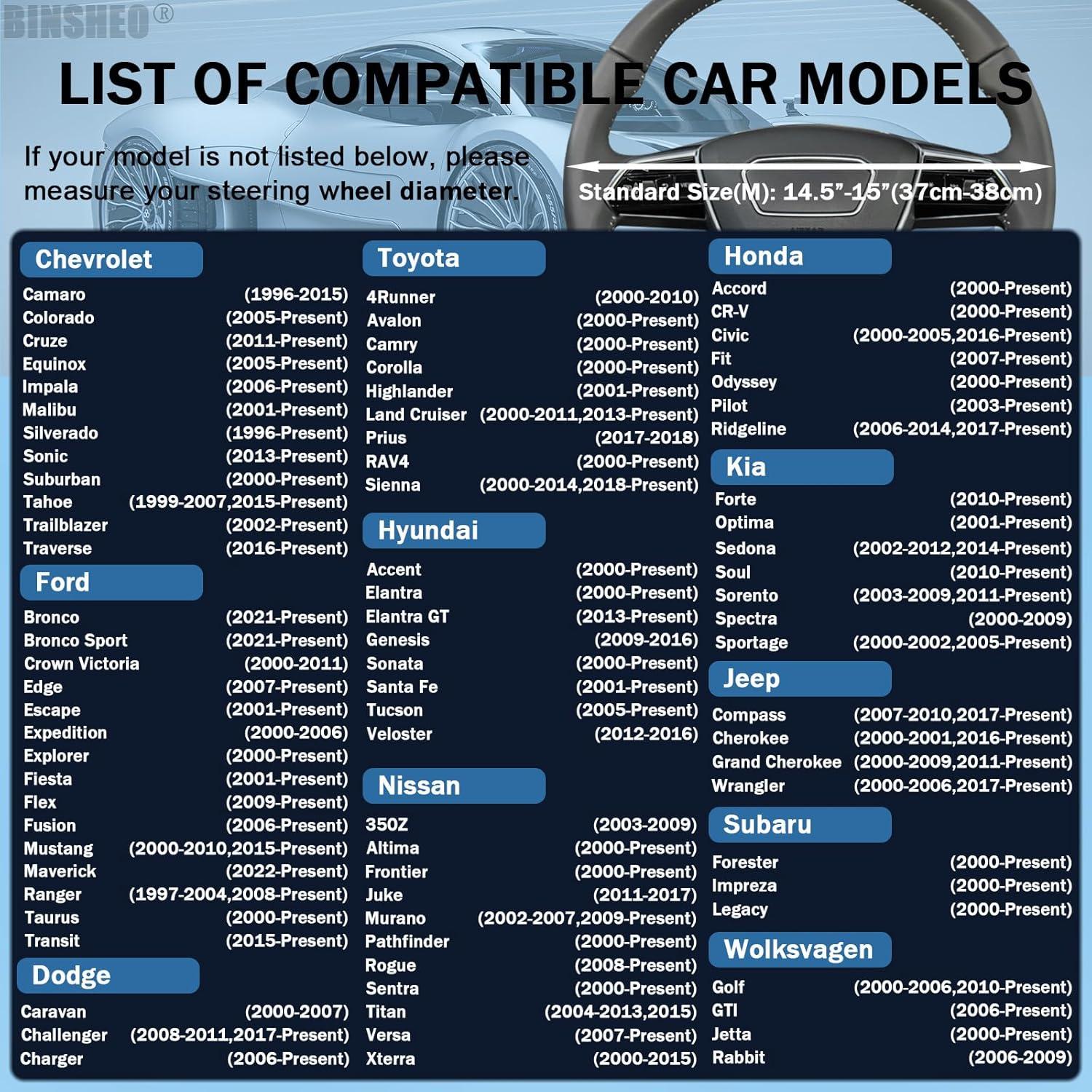 Cubierta de Volante de Cuero Binsheo 14.5-15" Antideslizante