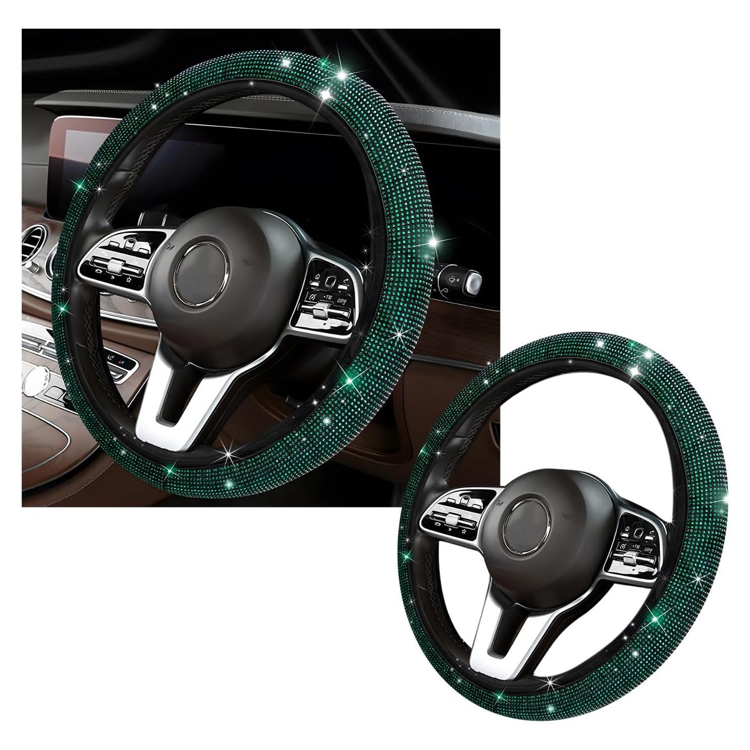 Funda de Volante Brillante Kewucn Verde 38 cm Ajuste Universal