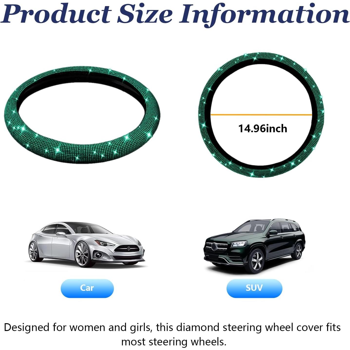 Funda de Volante Brillante Kewucn Verde 38 cm Ajuste Universal