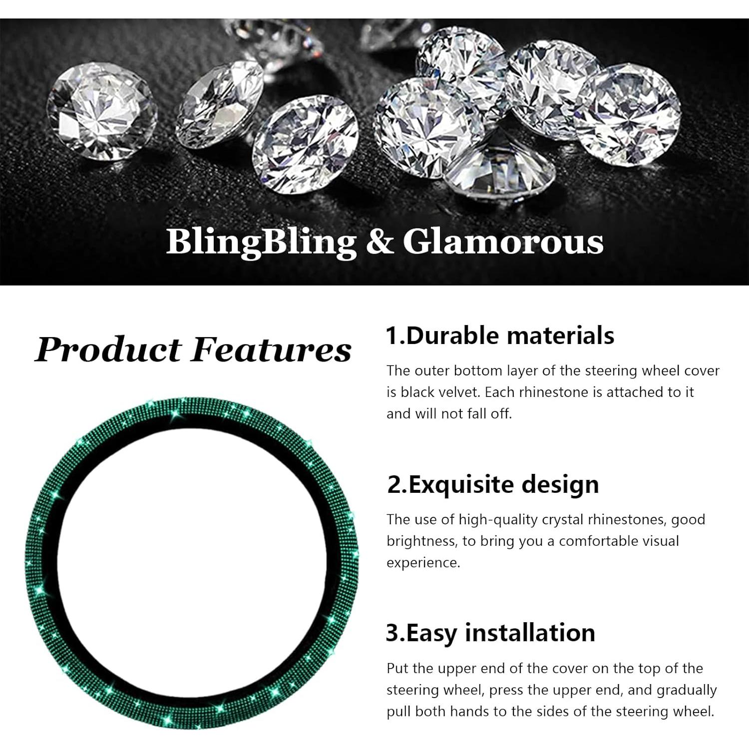 Funda de Volante Brillante Kewucn Verde 38 cm Ajuste Universal