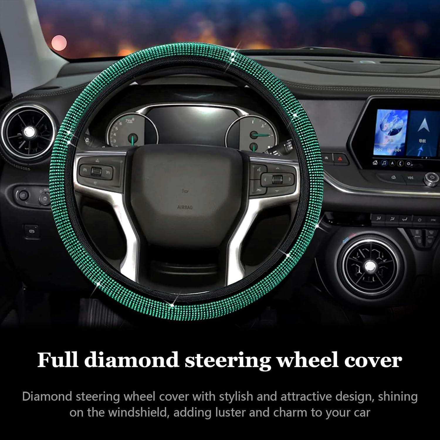 Funda de Volante Brillante Kewucn Verde 38 cm Ajuste Universal