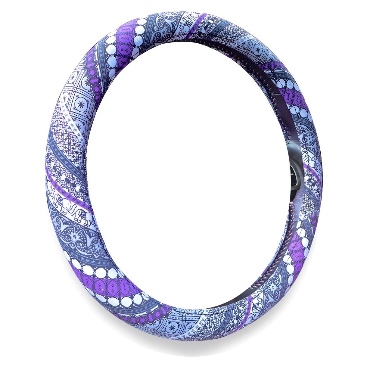 Funda de Volante Boho Muamos 37-38 cm Lino Antideslizante Morado